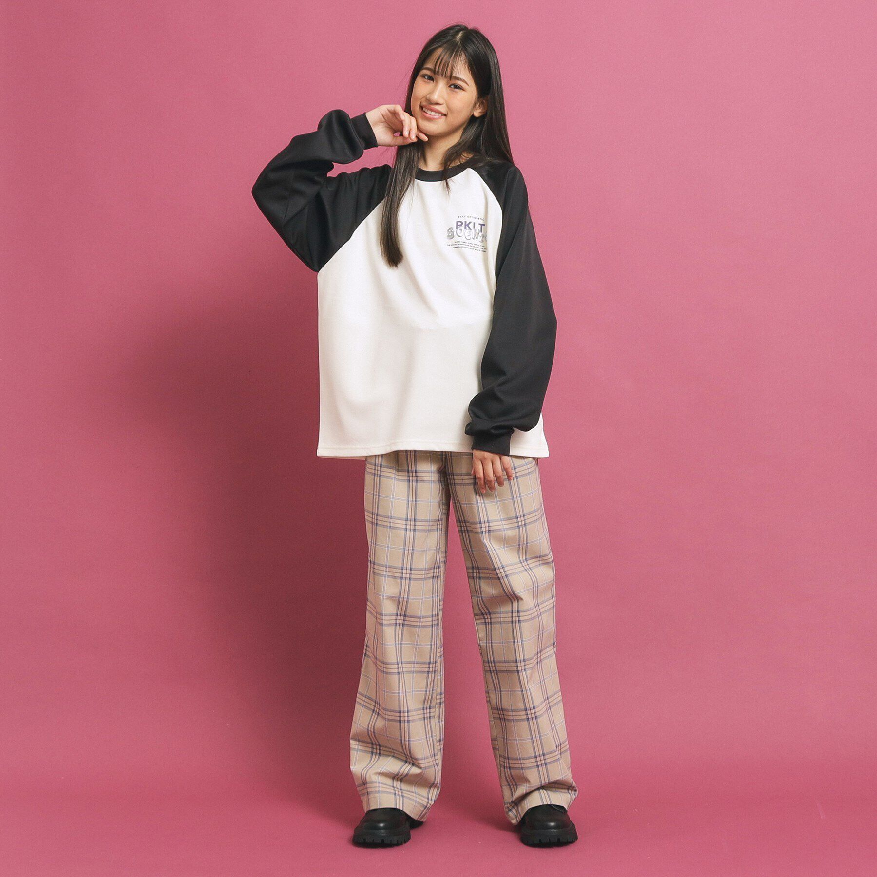 PINK-latte「ジェルプリントラグランプルオーバー」|Tシャツ・カットソー|