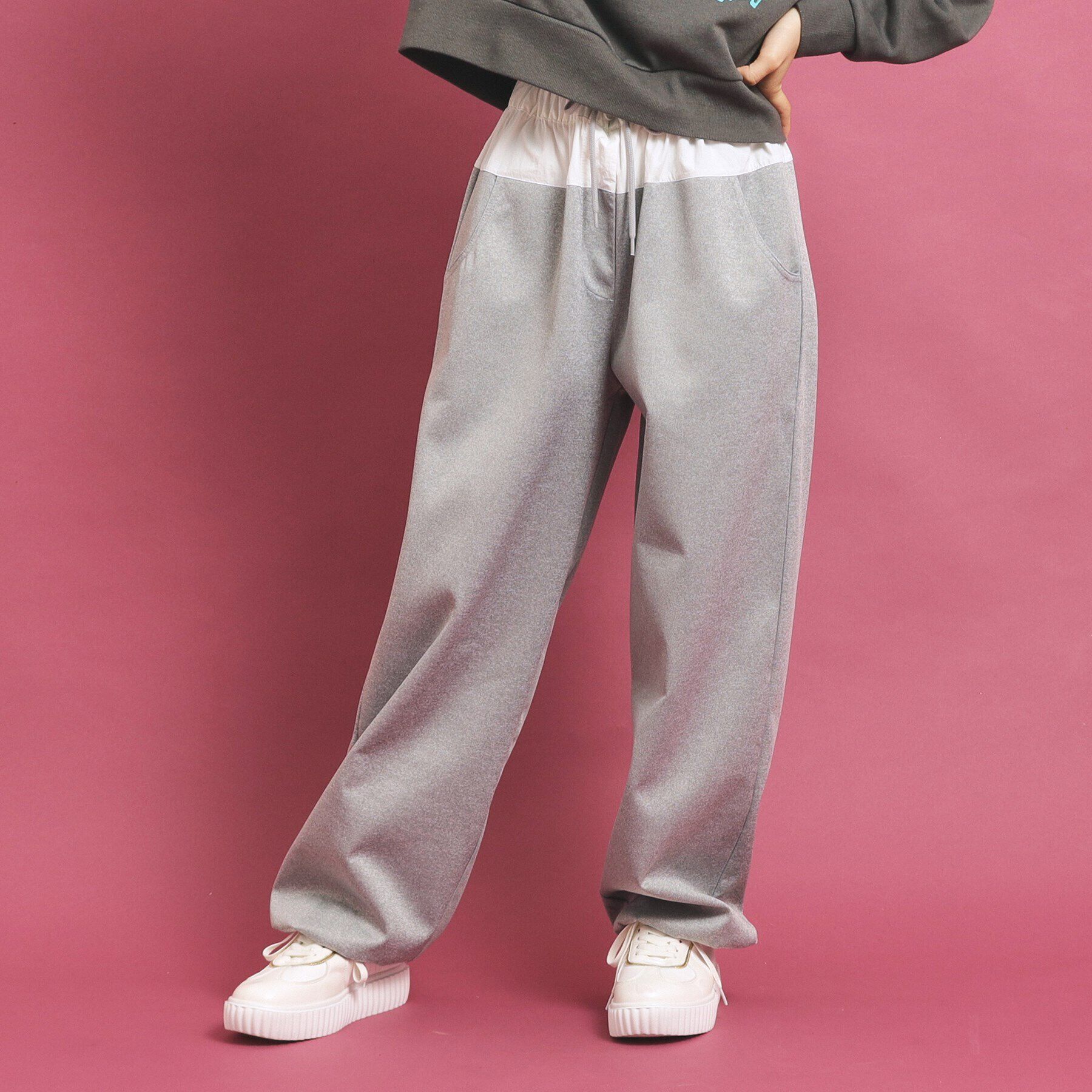 PINK-latte「ダンボール切替イージーパンツ」|その他|ライトグレー(011