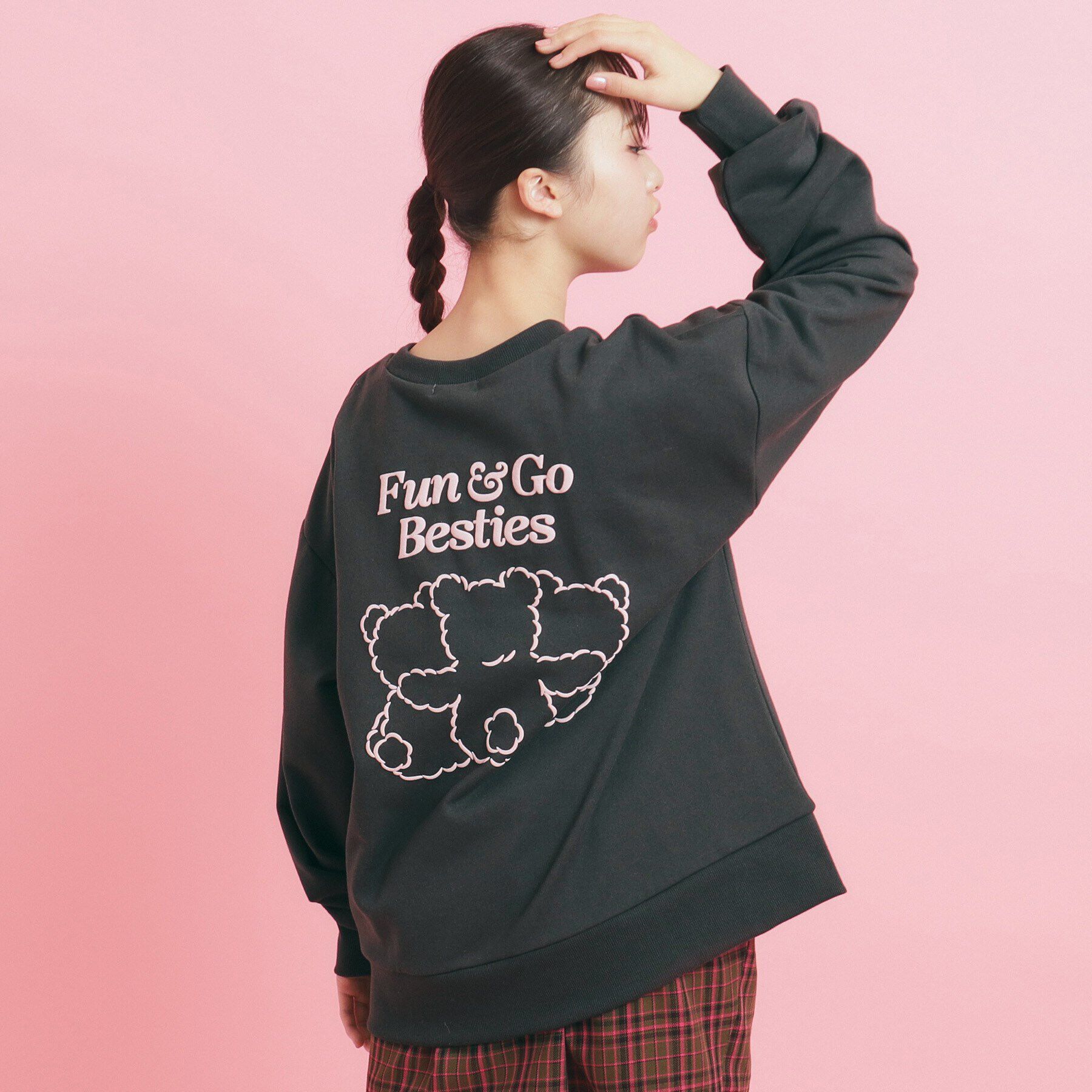 PINK-latte「【人気シリーズ】クマ 裏起毛スウェット」|その他|チャコールグレー(0