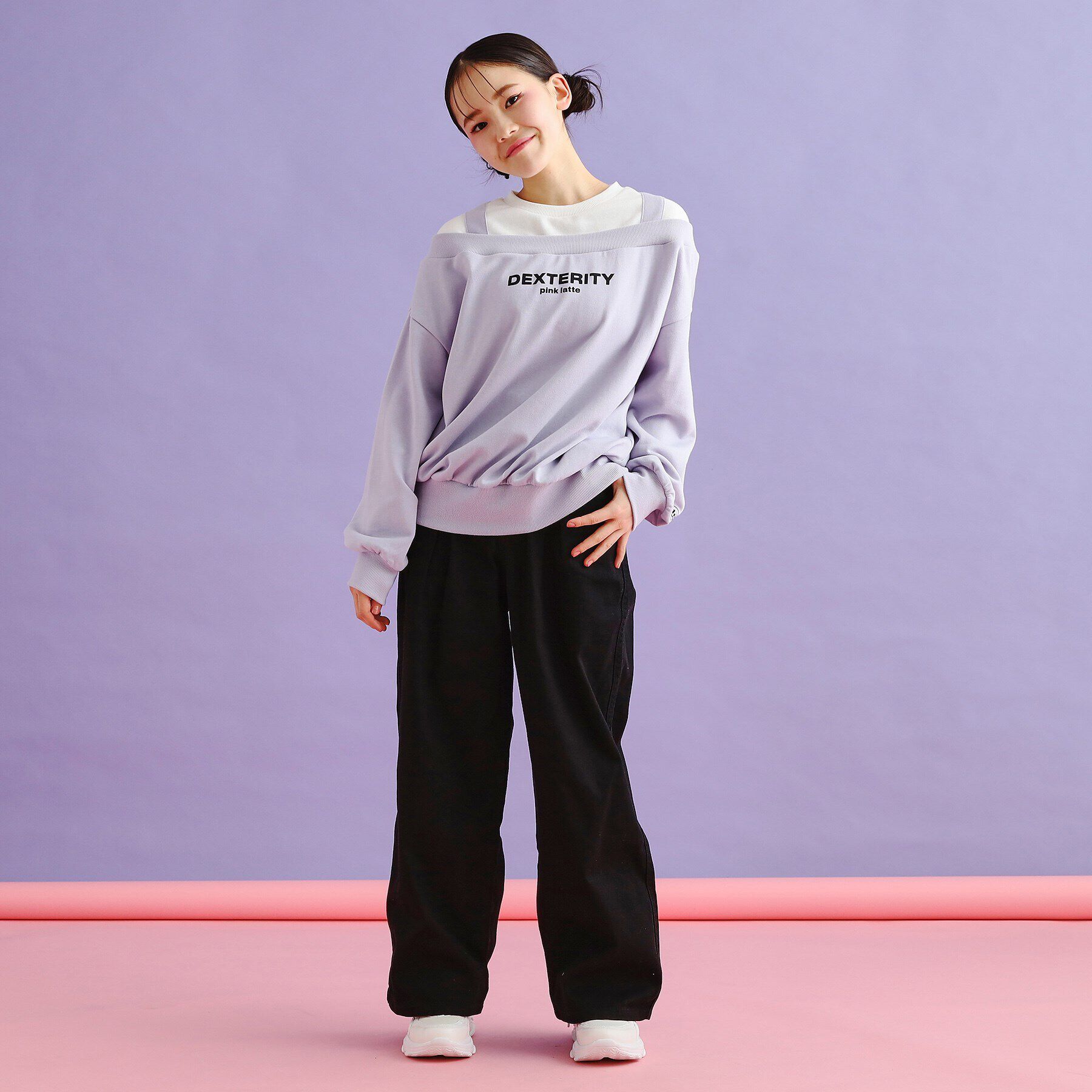 PINK-latte「ミニ裏毛レイヤードプルオーバー」|Tシャツ・カットソー|