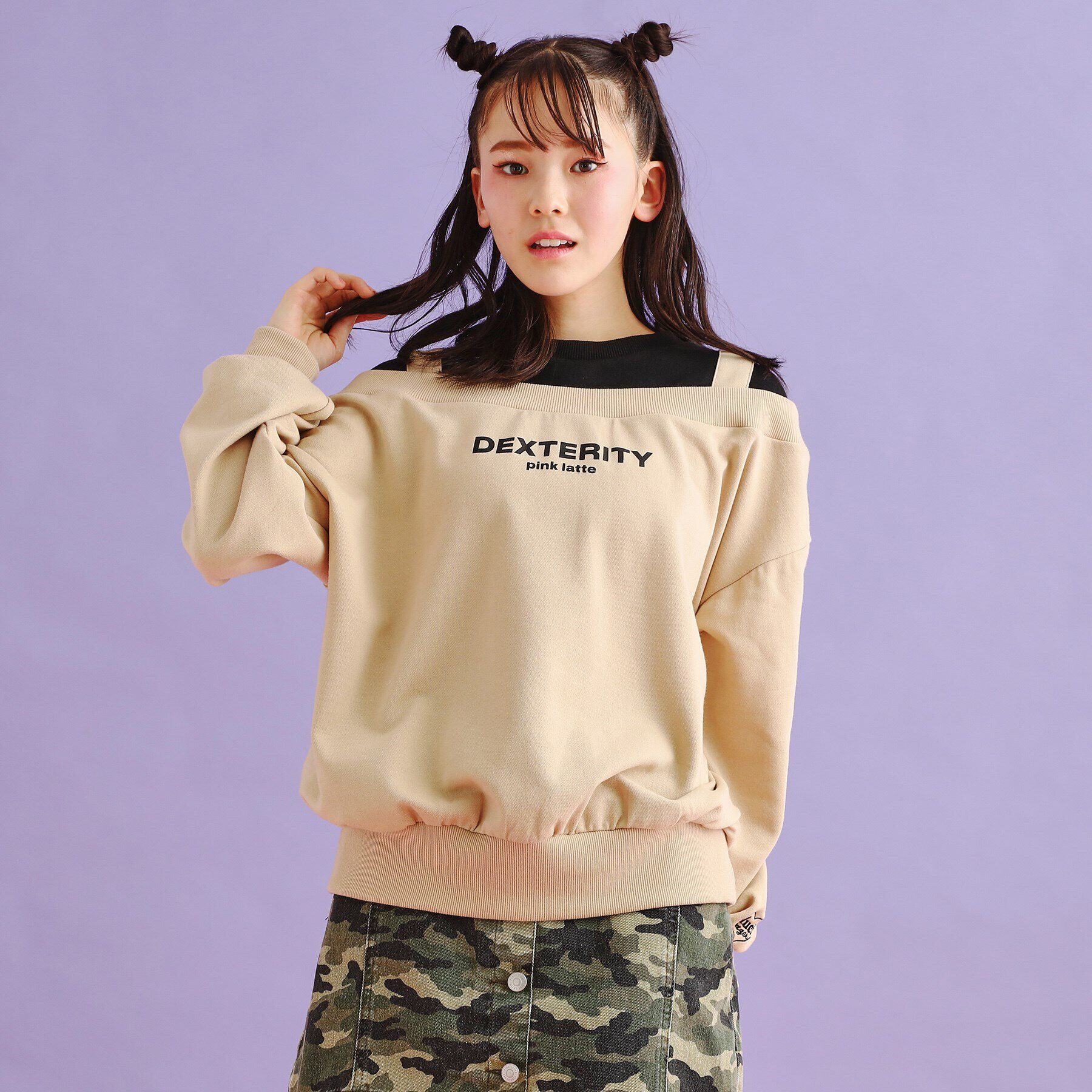 PINK-latte「ミニ裏毛レイヤードプルオーバー」|Tシャツ・カットソー|ライトベージュ(05