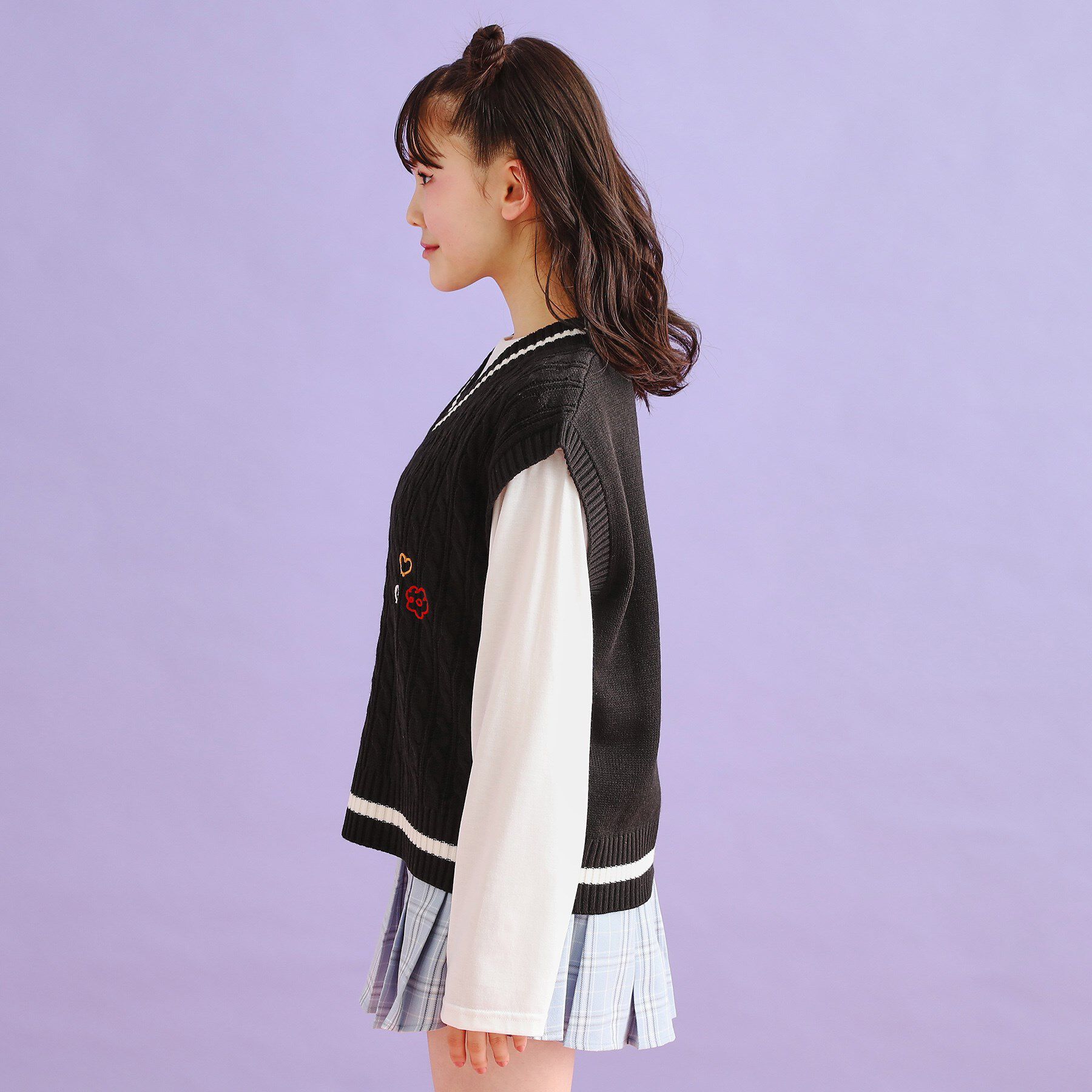 PINK-latte「【SETアイテム】手書き風ニットベスト＋ロンTセット」|その他|