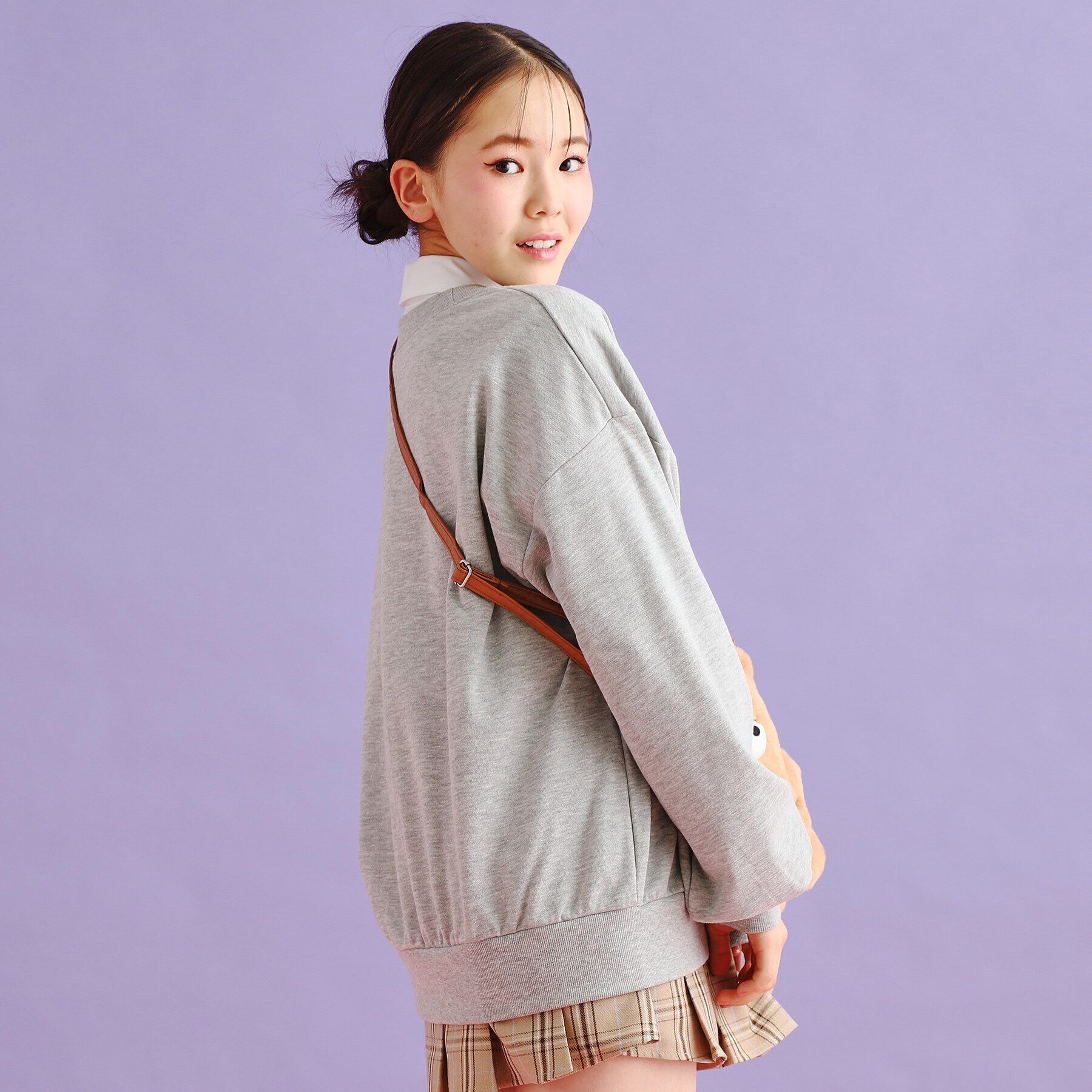 PINK-latte「裏毛配色ロゴカーディガン」|カーディガン|