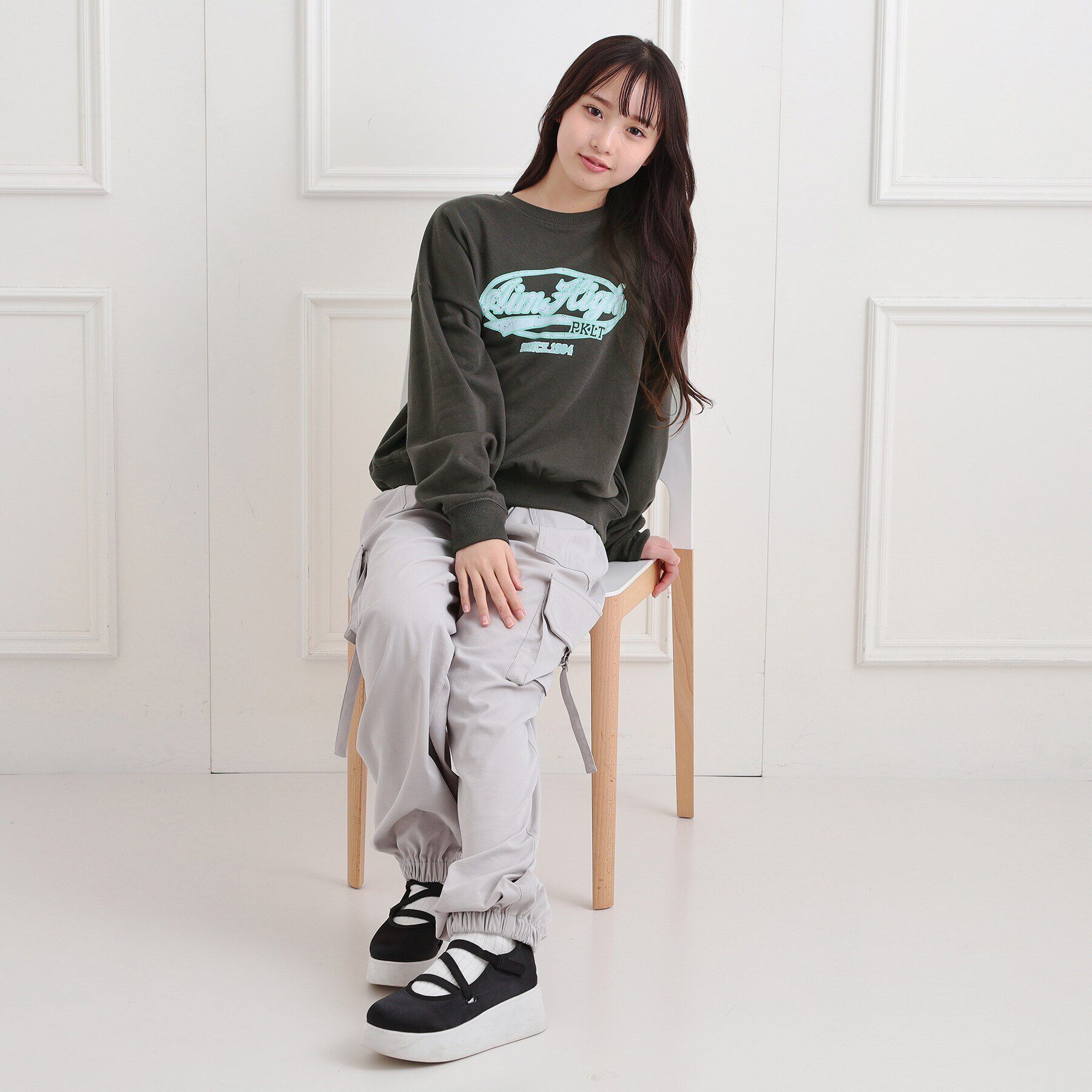 PINK-latte「ミニ裏かすれプリントプルオーバー」|Tシャツ・カットソー|