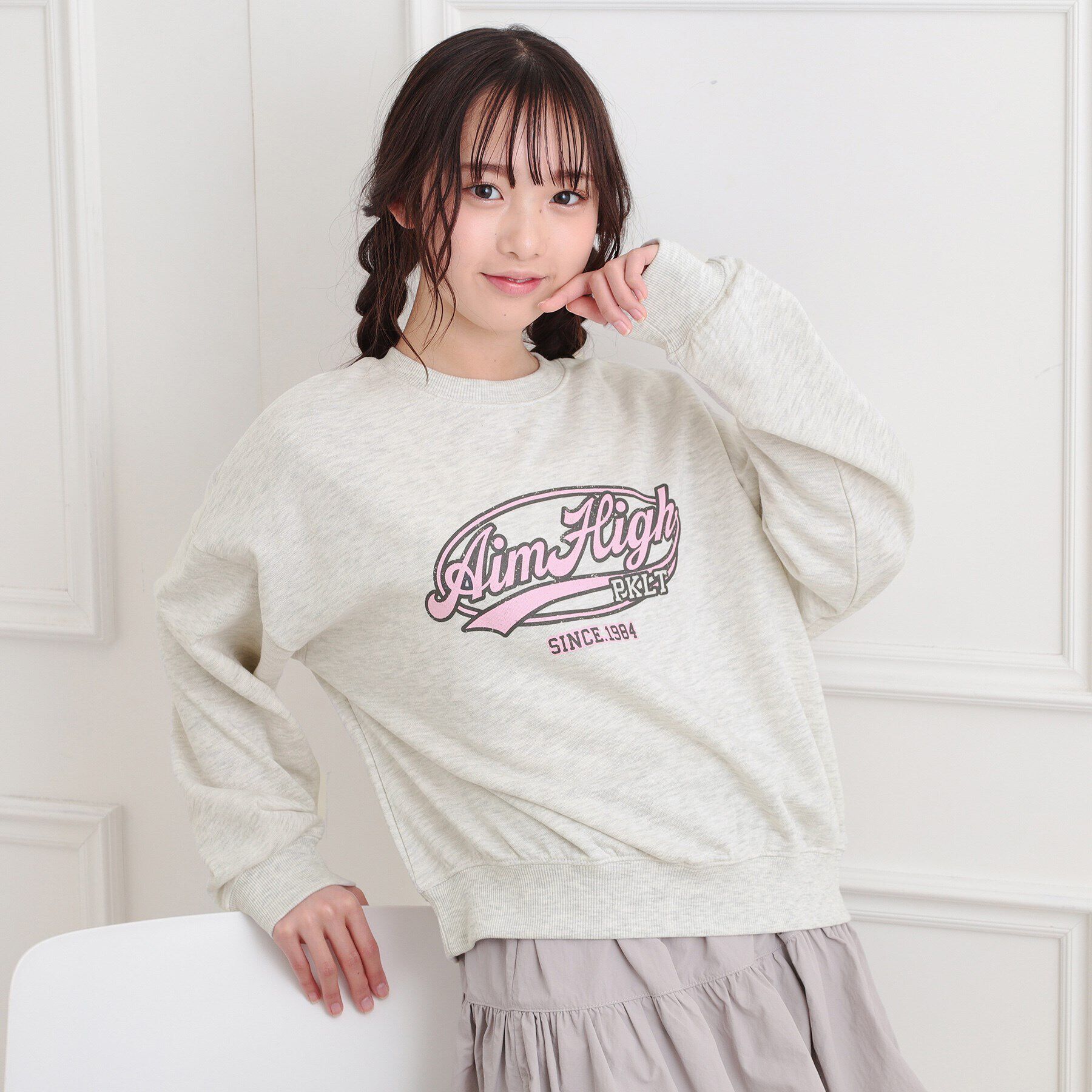 PINK-latte「ミニ裏かすれプリントプルオーバー」|Tシャツ・カットソー|
