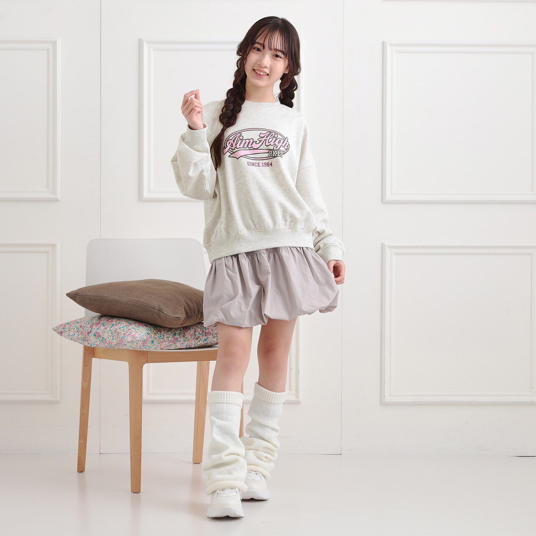 PINK-latte「ミニ裏かすれプリントプルオーバー」|Tシャツ・カットソー|