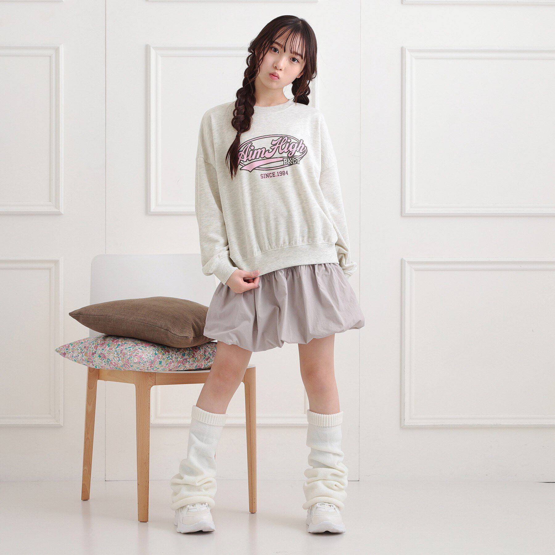 PINK-latte「ミニ裏かすれプリントプルオーバー」|Tシャツ・カットソー|