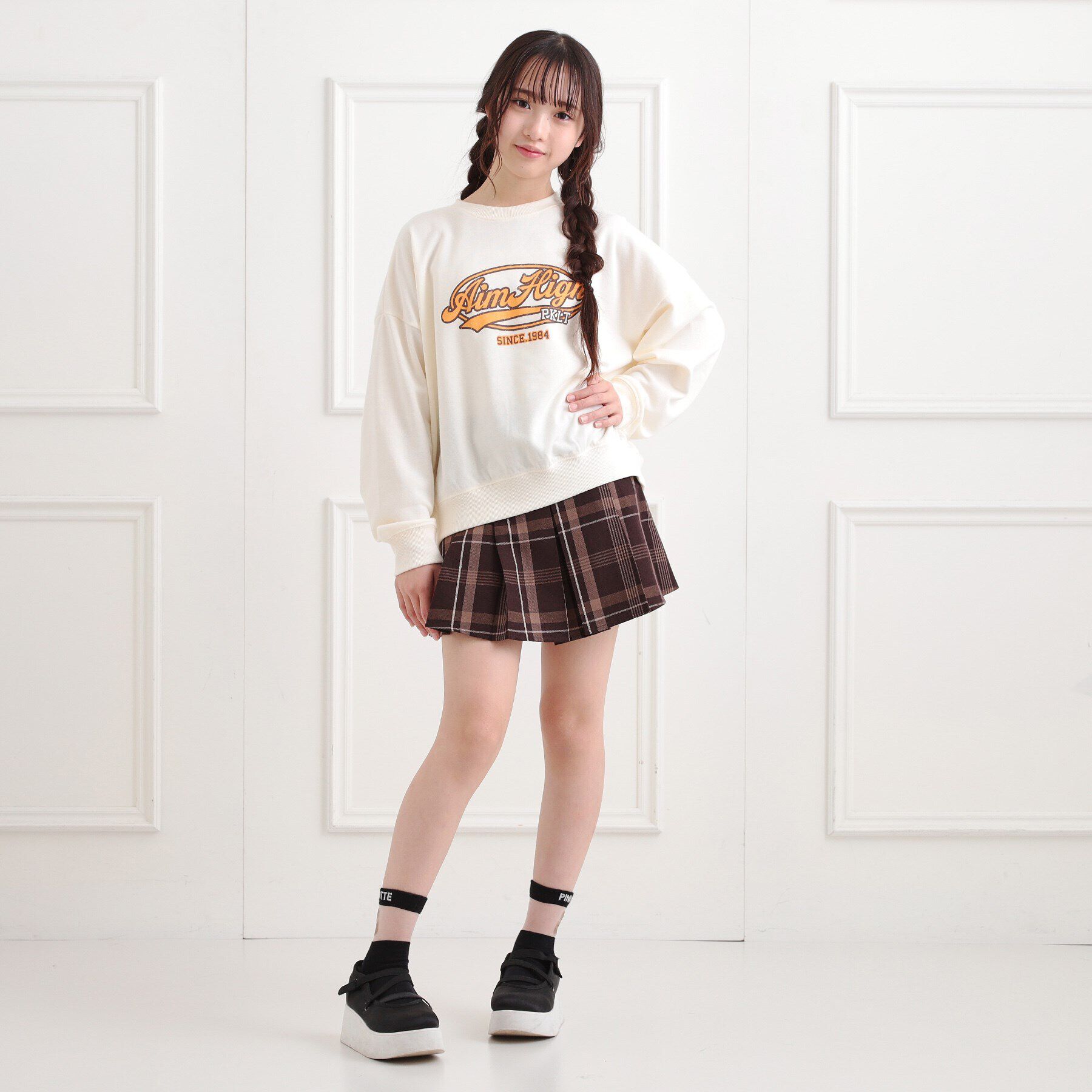 PINK-latte「ミニ裏かすれプリントプルオーバー」|Tシャツ・カットソー|