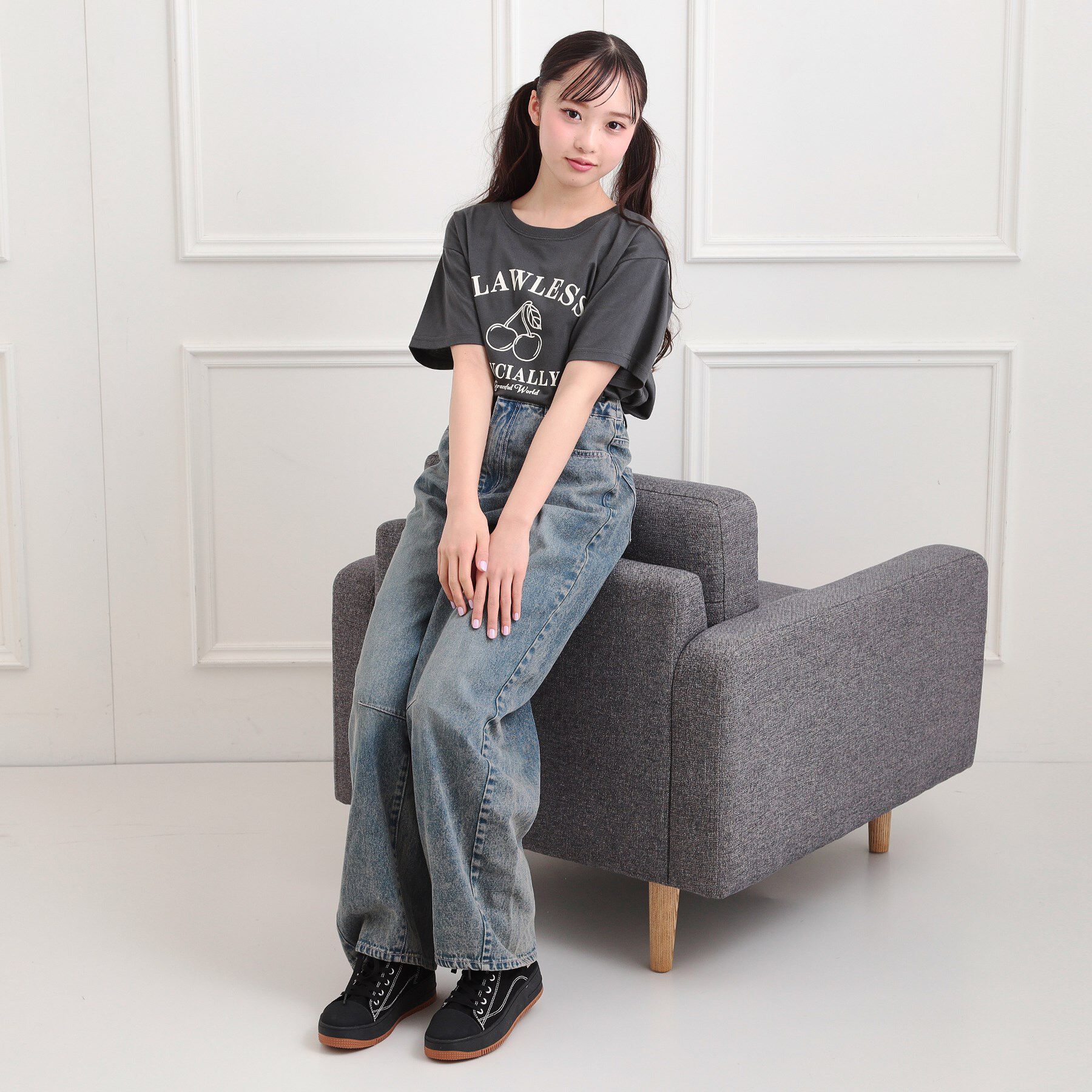 PINK-latte「チェリーモチーフTシャツ」|Tシャツ・カットソー|