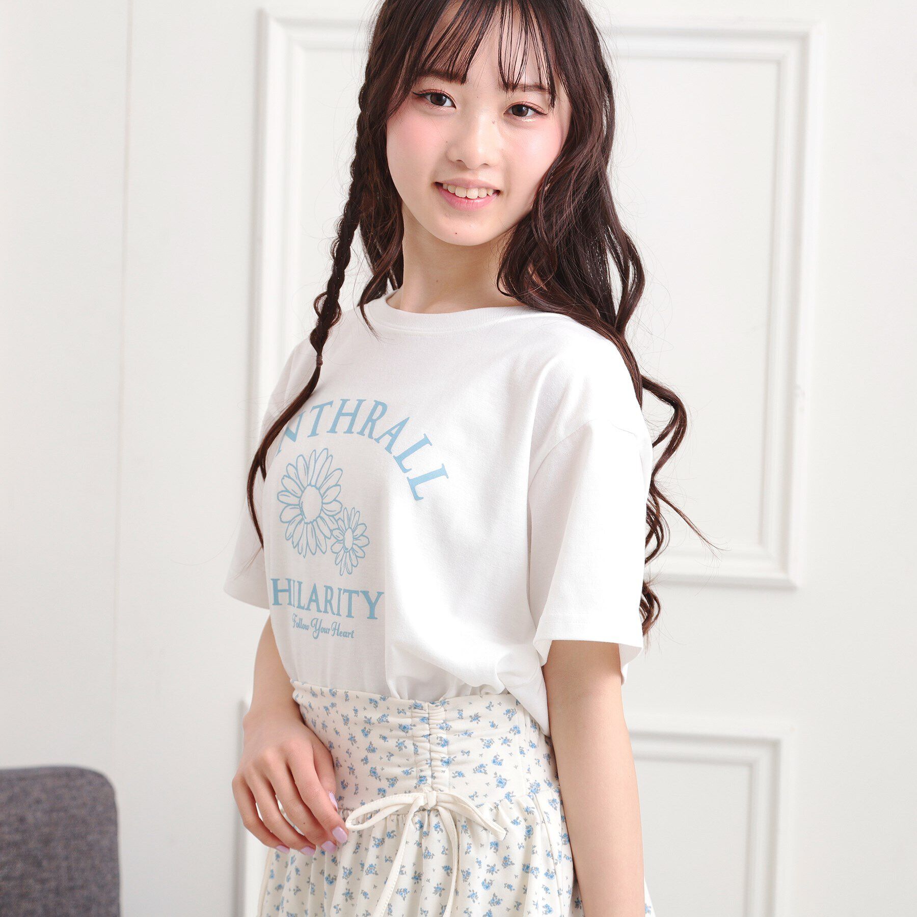 PINK-latte「フラワーモチーフTシャツ」|Tシャツ・カットソー|