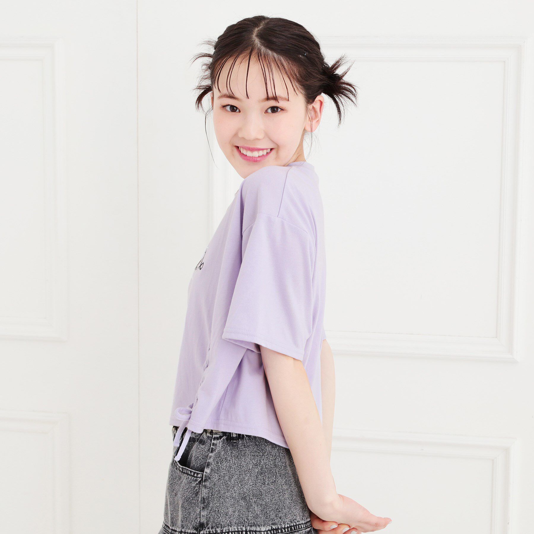 PINK-latte「レースアップTシャツ」|Tシャツ・カットソー|