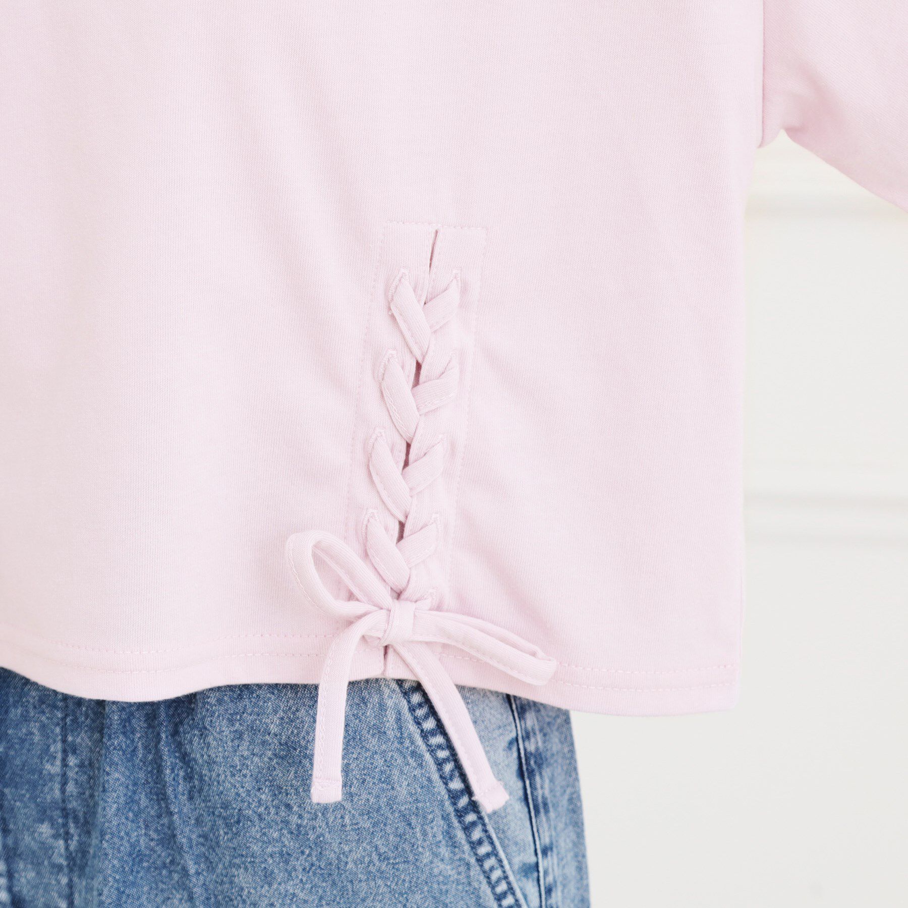 PINK-latte「レースアップTシャツ」|Tシャツ・カットソー|