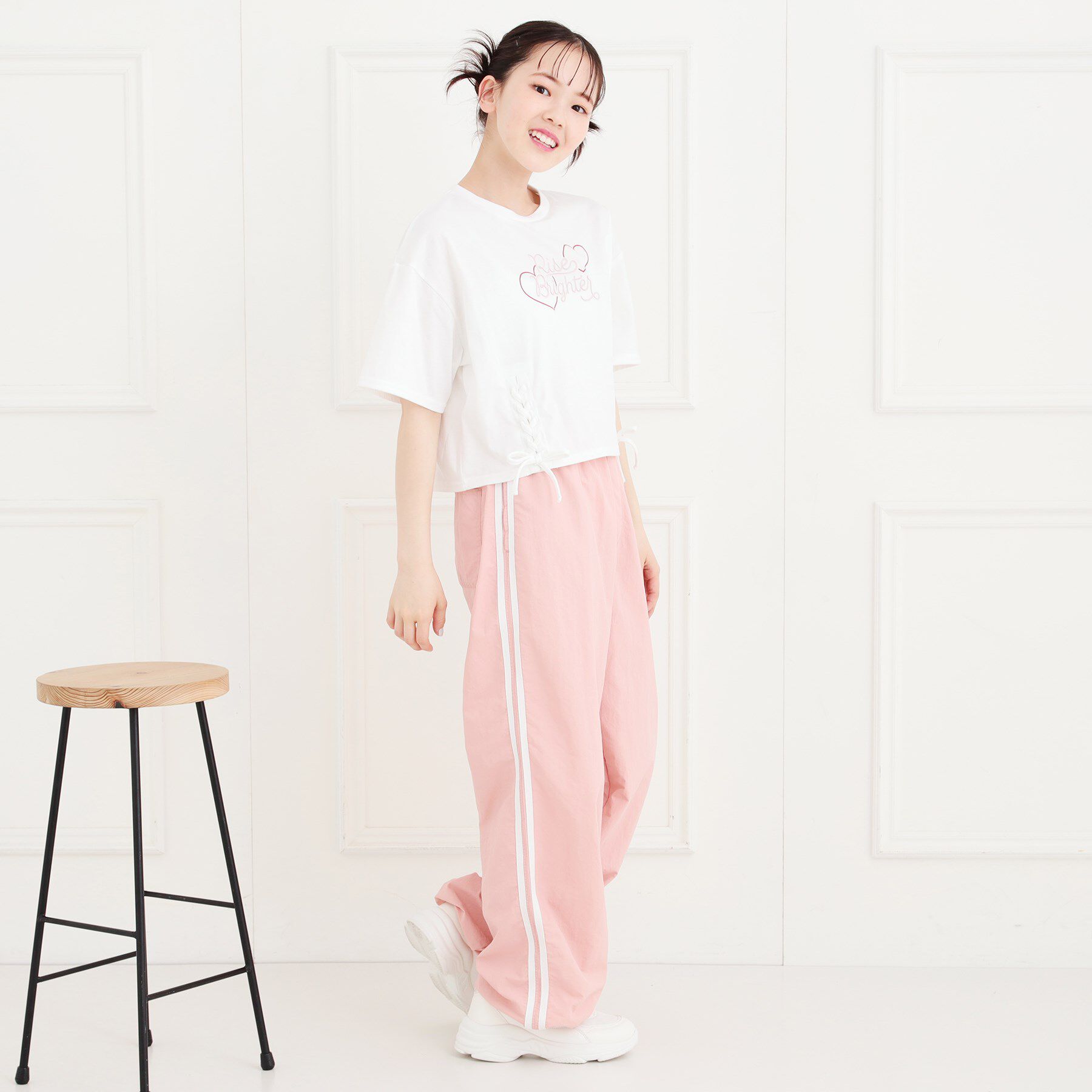 PINK-latte「レースアップTシャツ」|Tシャツ・カットソー|