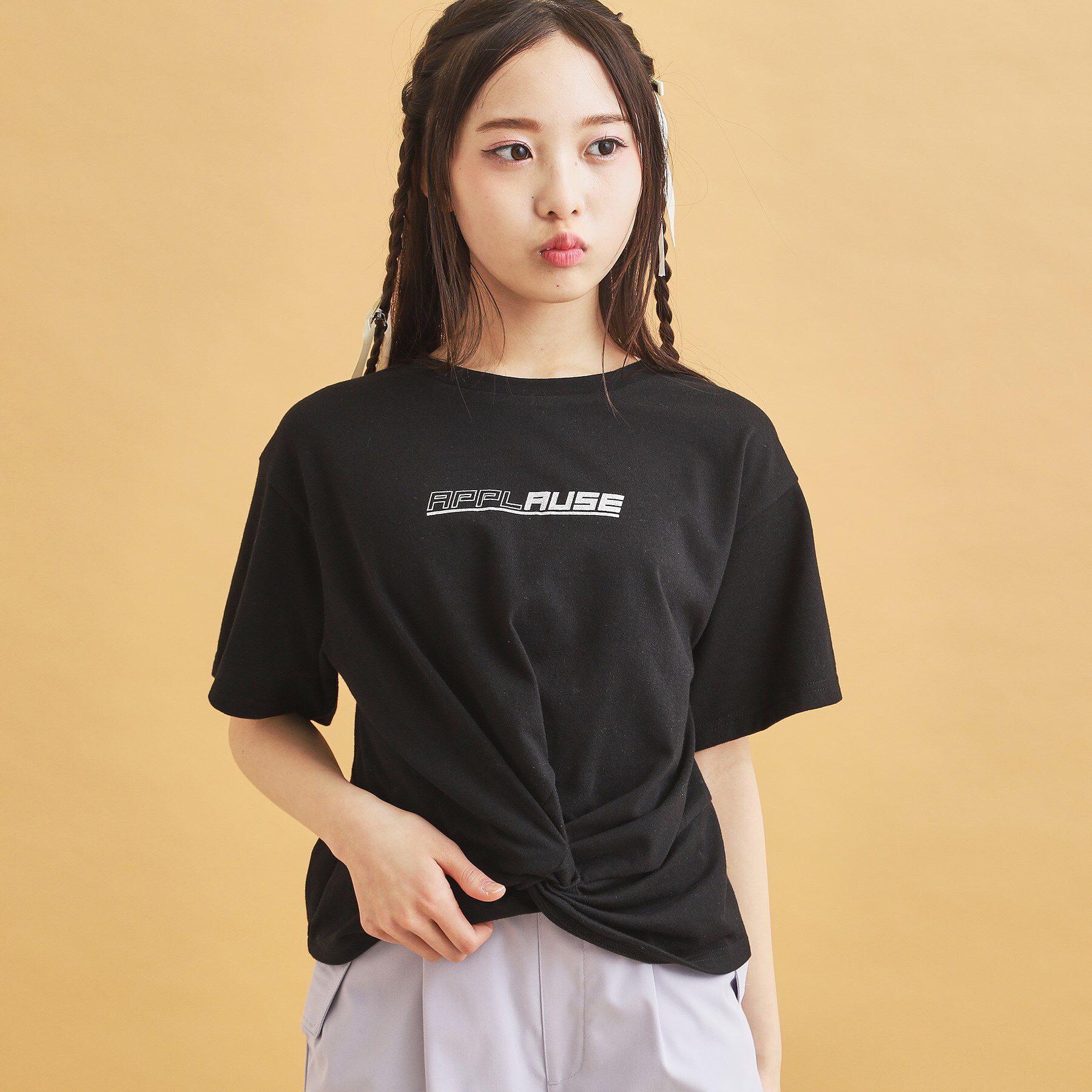 PINK-latte「裾ツイストトップス」|Tシャツ・カットソー|