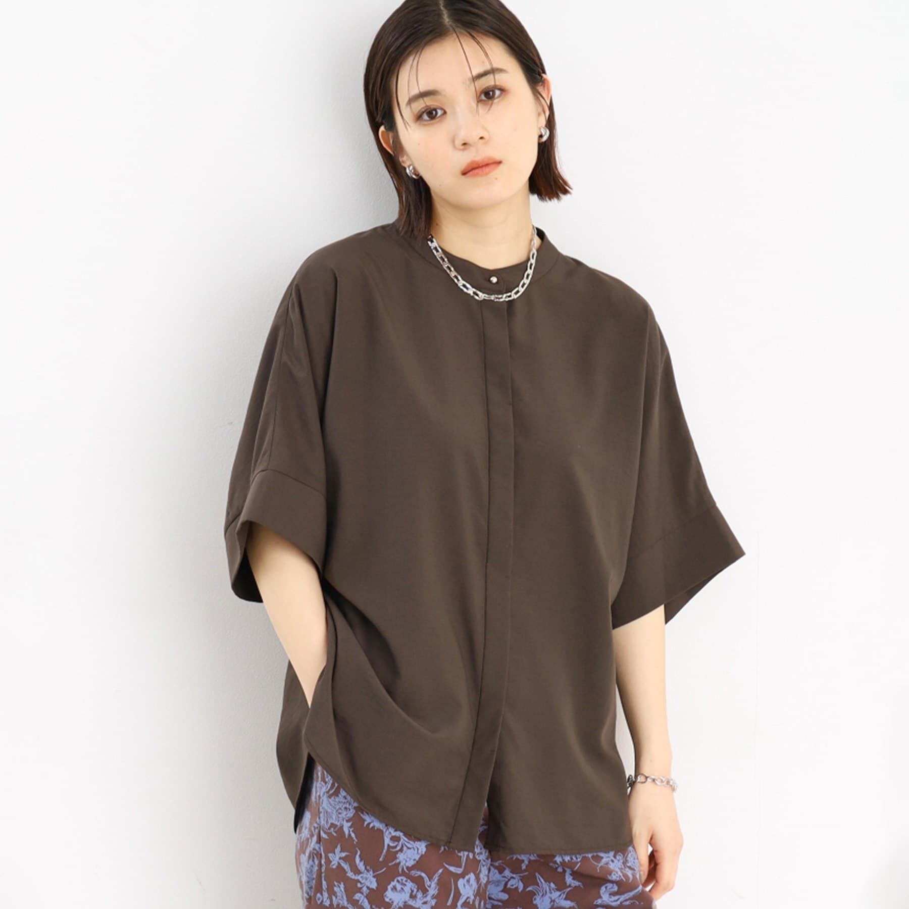 THE SHOP TK「【再登場／魅せる体型カバー服／洗える】ボイルドルマンブラウス」|シャツ・ブラウス|ブラウン(044)