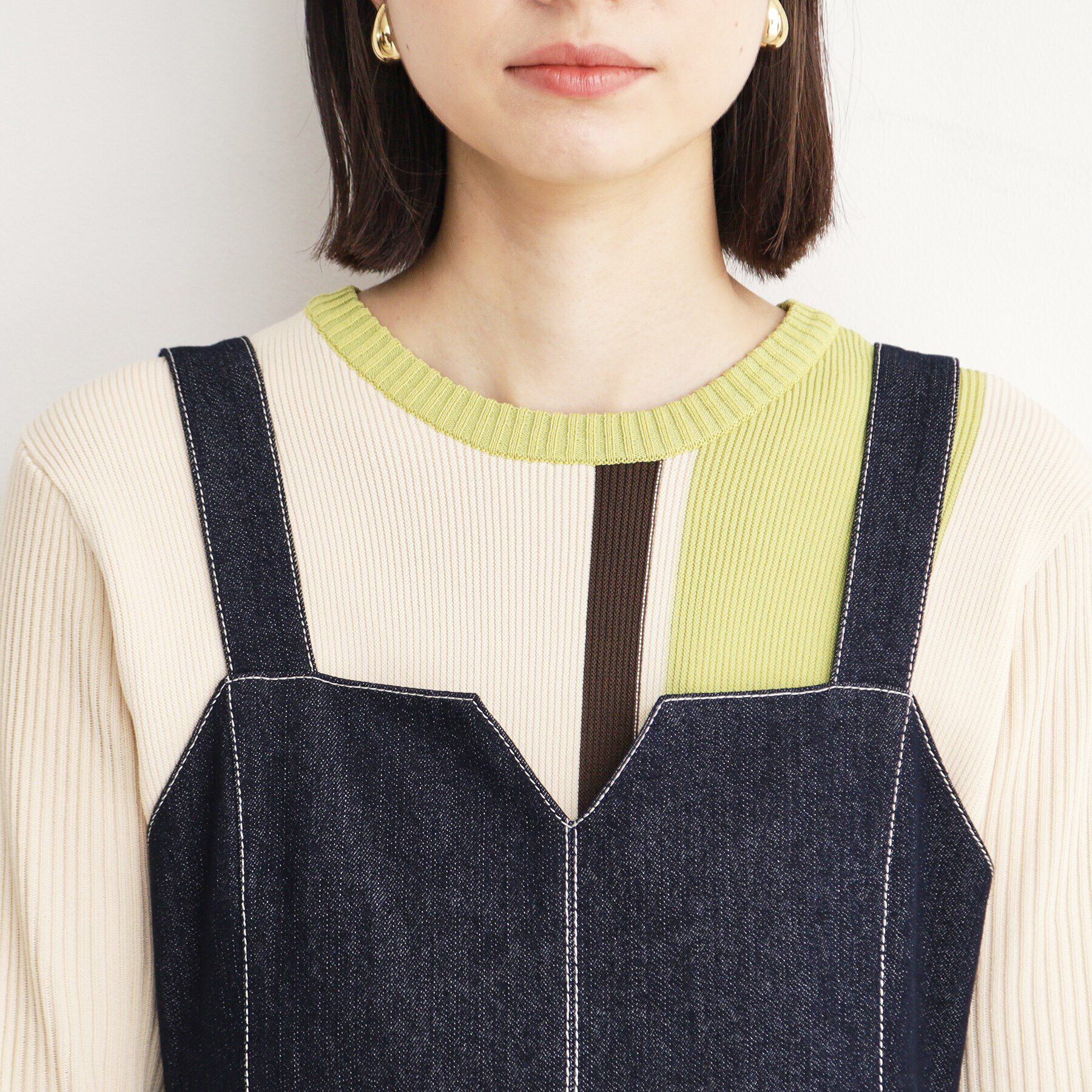 THE SHOP TK「デニムステッチジャンスカ/親子リンク」|ワンピース|