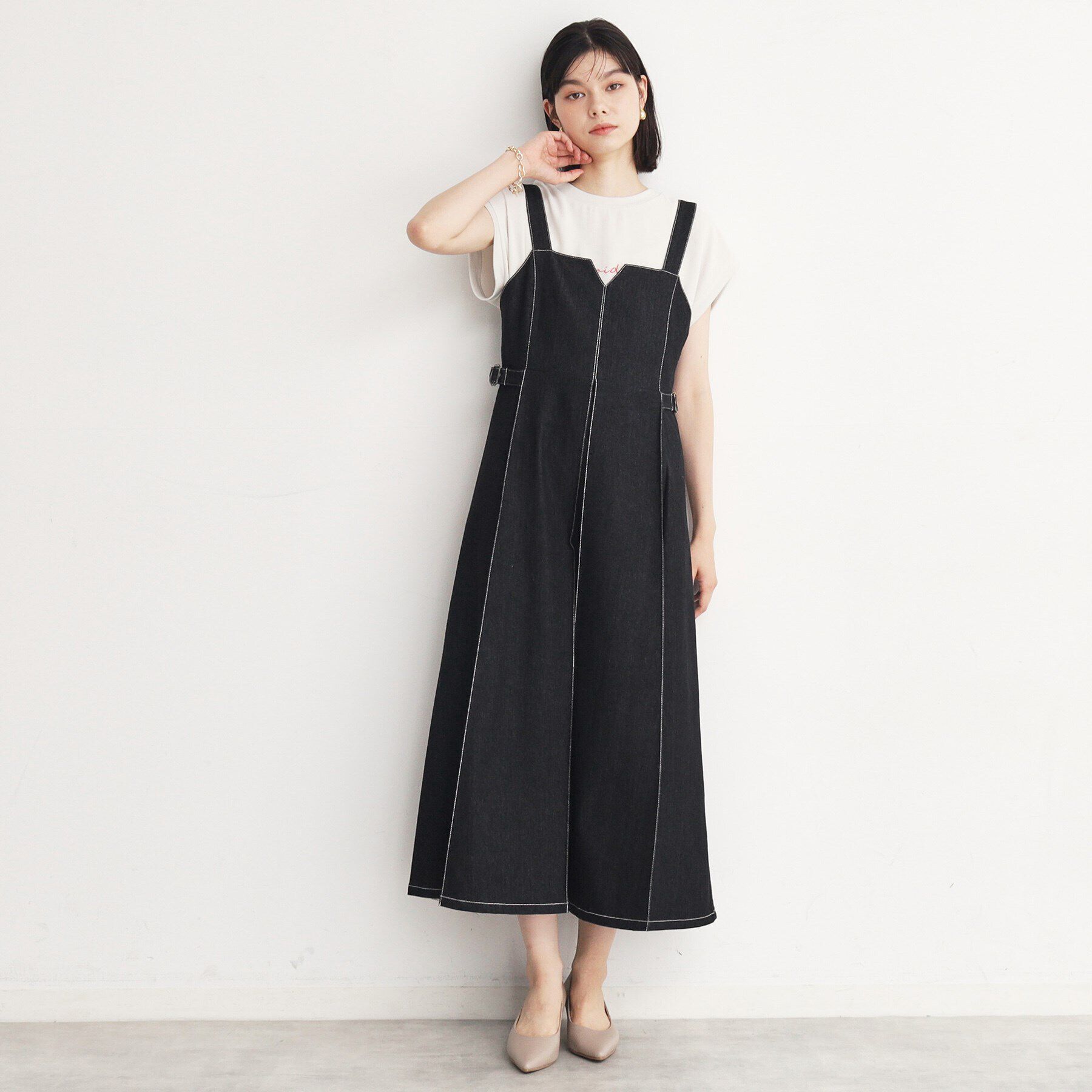 THE SHOP TK「デニムステッチジャンスカ/親子リンク」|ワンピース|