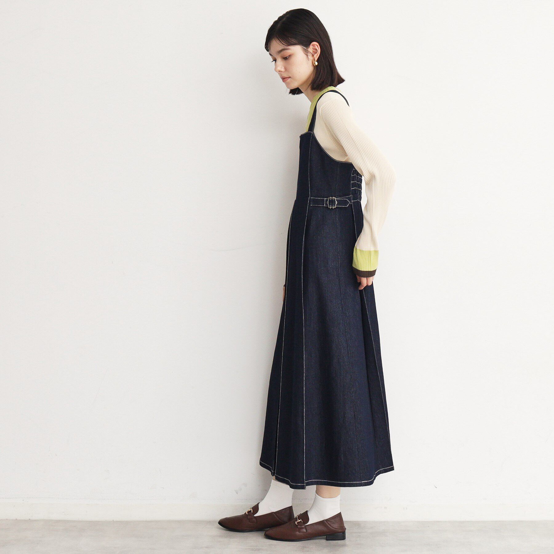 THE SHOP TK「デニムステッチジャンスカ/親子リンク」|ワンピース|