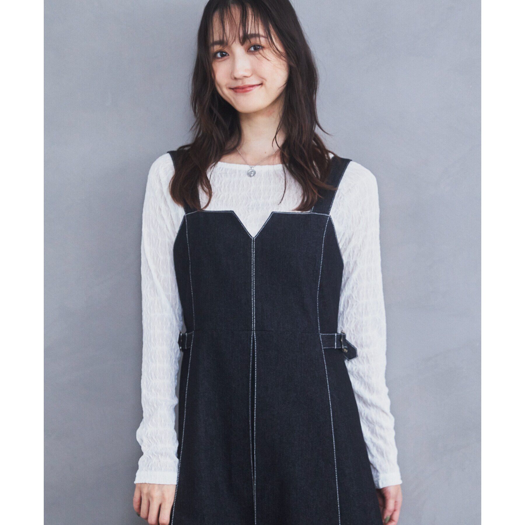 THE SHOP TK「デニムステッチジャンスカ/親子リンク」|ワンピース|