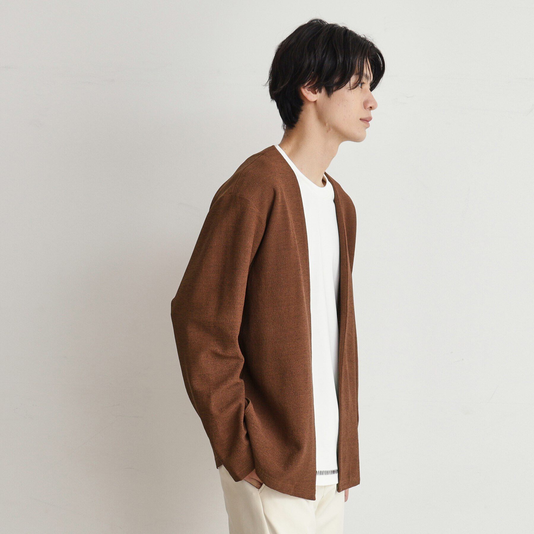 THE SHOP TK「バルキータッチノーカラーカーディガン」|カーディガン|