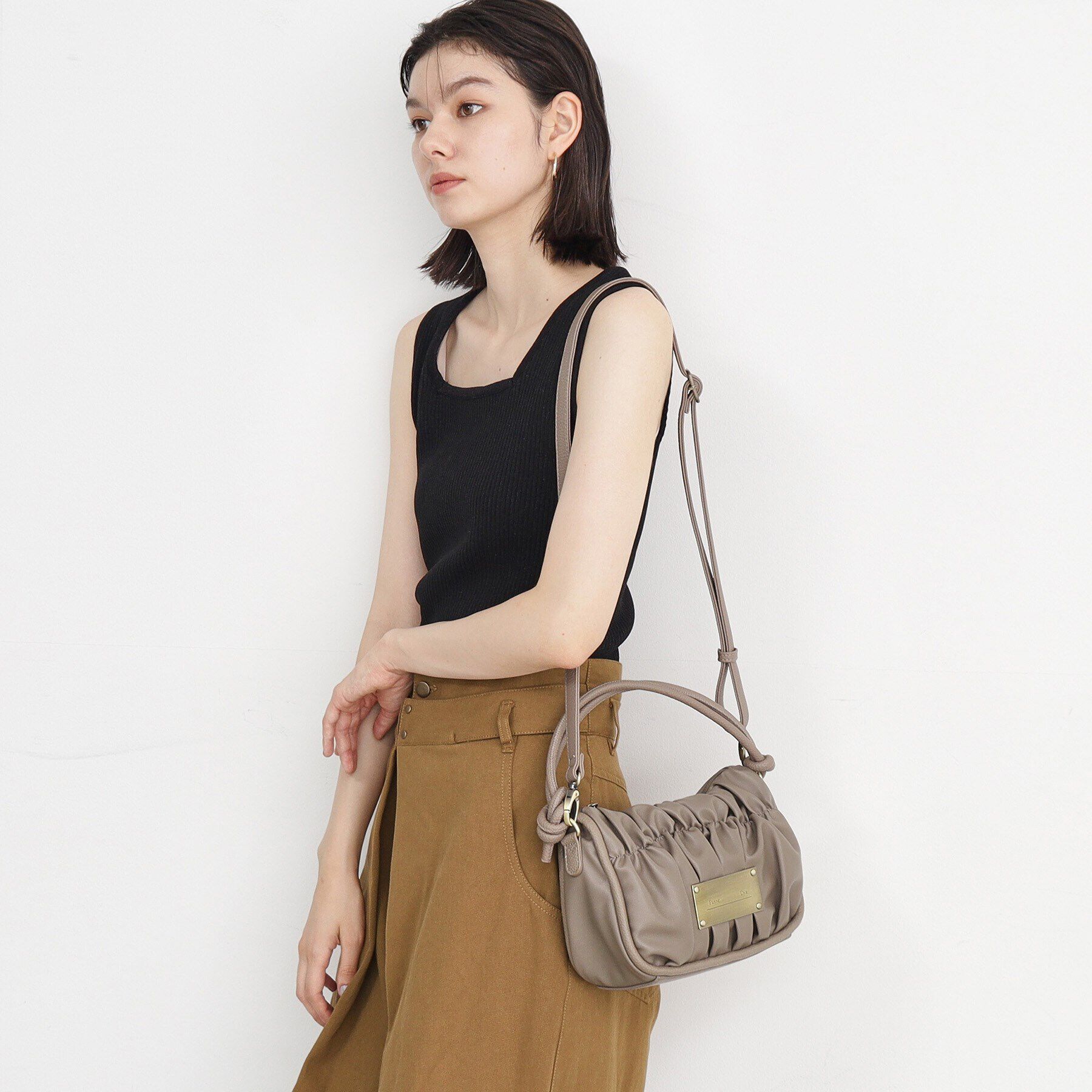 THE SHOP TK「【＠BAILA掲載】ギャザープレートFレザーBAG」|ハンドバッグ|