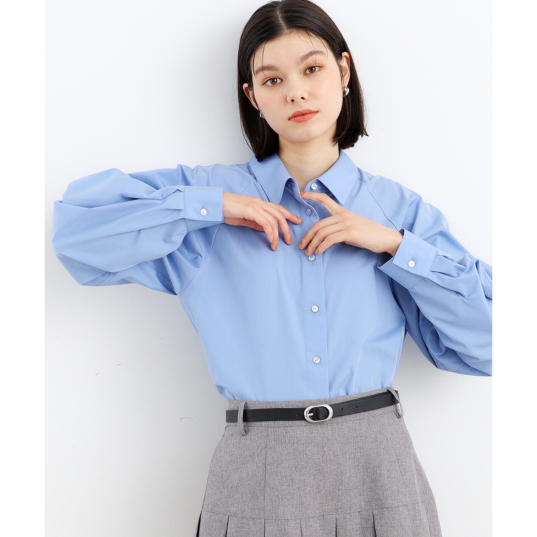 THE SHOP TK「【＠BAILA掲載】袖コクーンシャツ/洗濯機OK」|シャツ・ブラウス|ブルー(092)