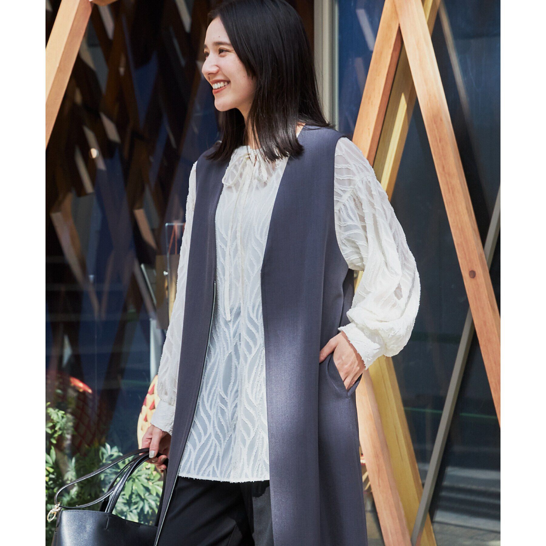 THE SHOP TK「【ワンピースにジレにスタイル変化】フロントZIPジャスカ/洗える」|ワンピース|