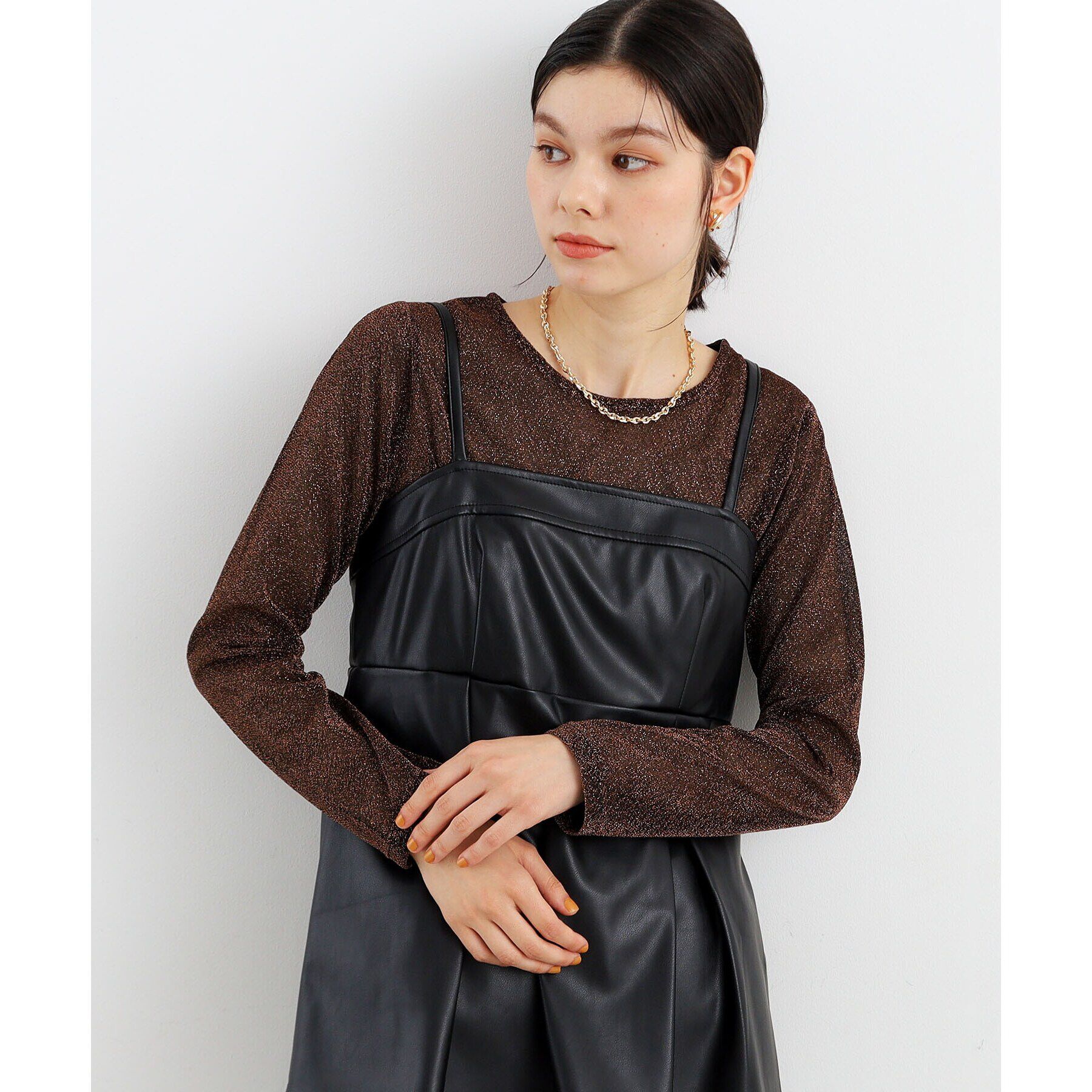 THE SHOP TK「ラメシアーパワーネットプルオーバー」|Tシャツ・カットソー|ﾌﾞﾗｳﾝ(044)