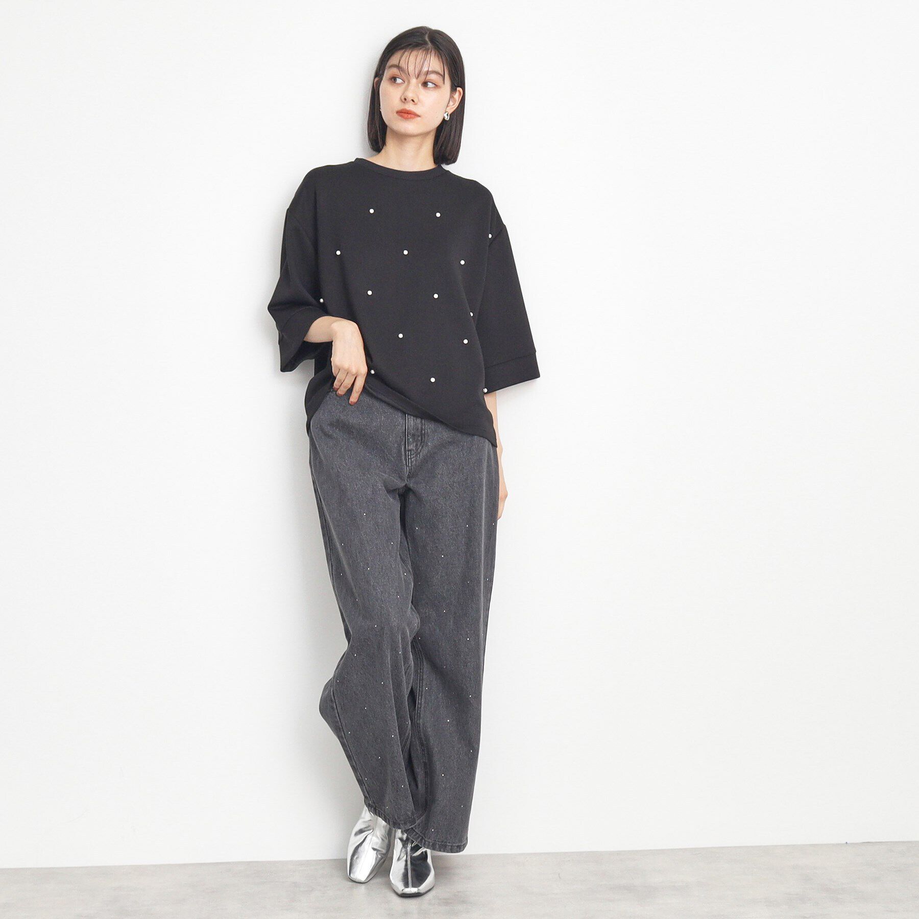 THE SHOP TK「パール付きプルオーバー【洗える】」|Tシャツ・カットソー|