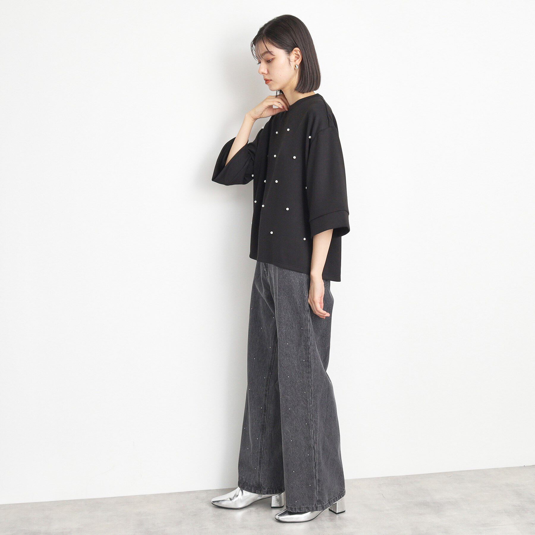 THE SHOP TK「パール付きプルオーバー【洗える】」|Tシャツ・カットソー|