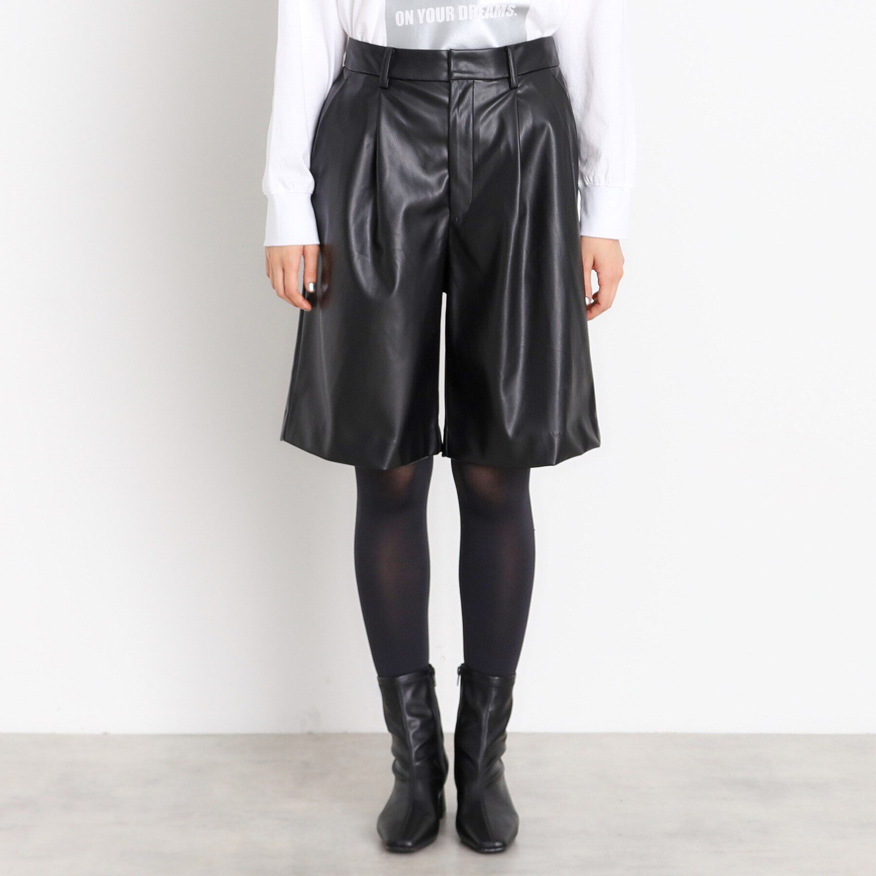 THE SHOP TK「【＠BAILA掲載】合皮ハーフパンツ」|その他|