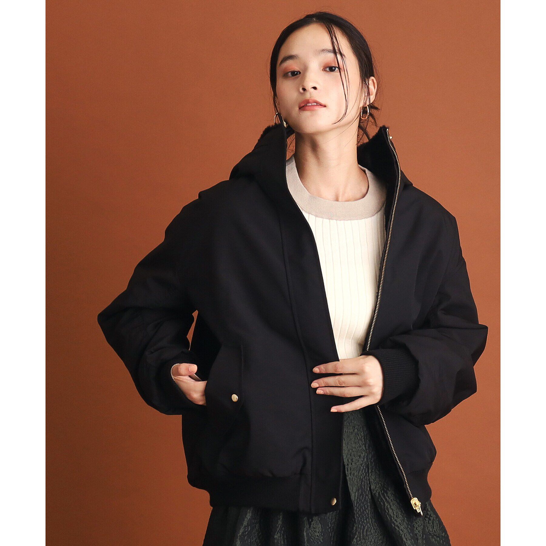 THE SHOP TK「【2WAY/洗えるアウター】MA1&ファーリバーシブルブルゾン」|ブルゾン・スタジャン|