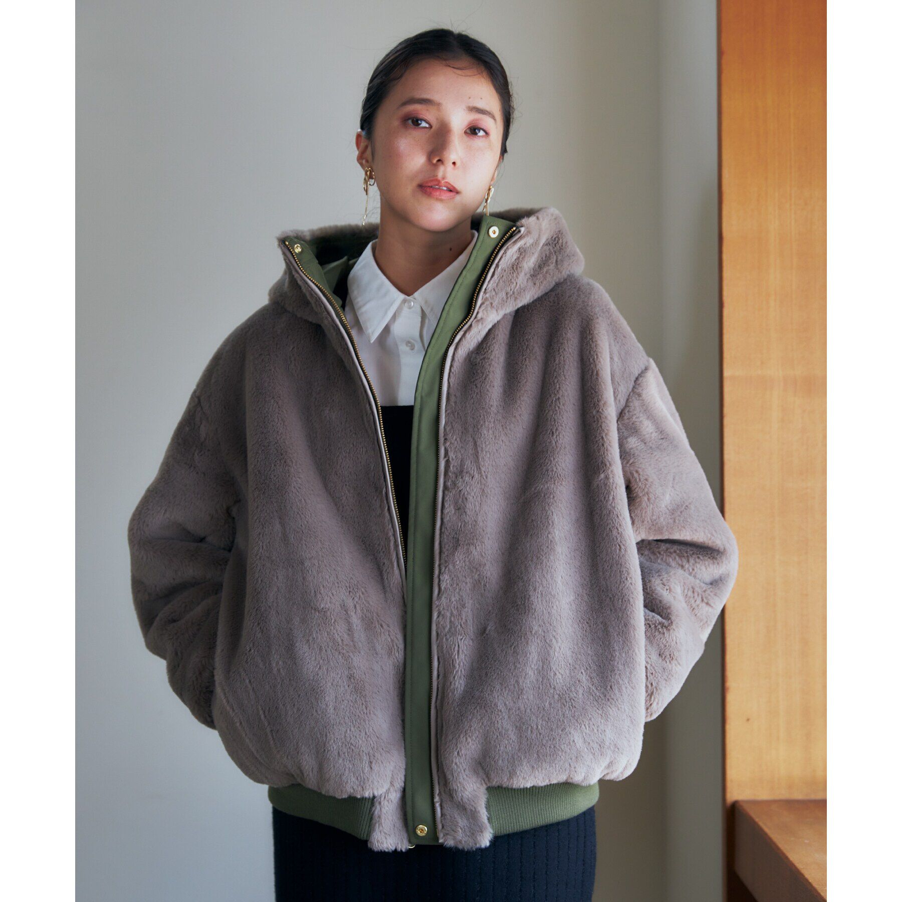 THE SHOP TK「【2WAY/洗えるアウター】MA1&ファーリバーシブルブルゾン」|ブルゾン・スタジャン|