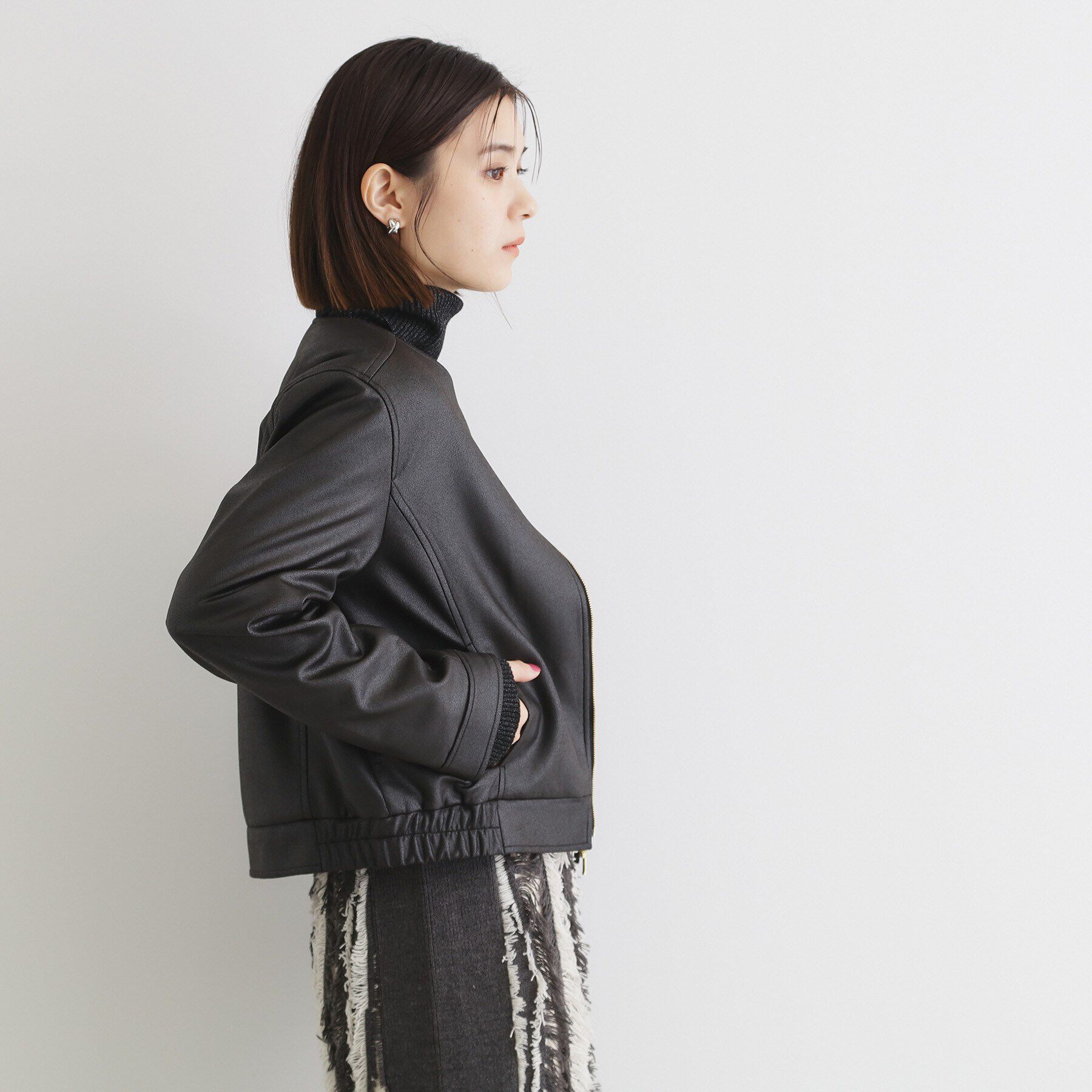 THE SHOP TK「レザー風プリントブルゾン」|ブルゾン・スタジャン|