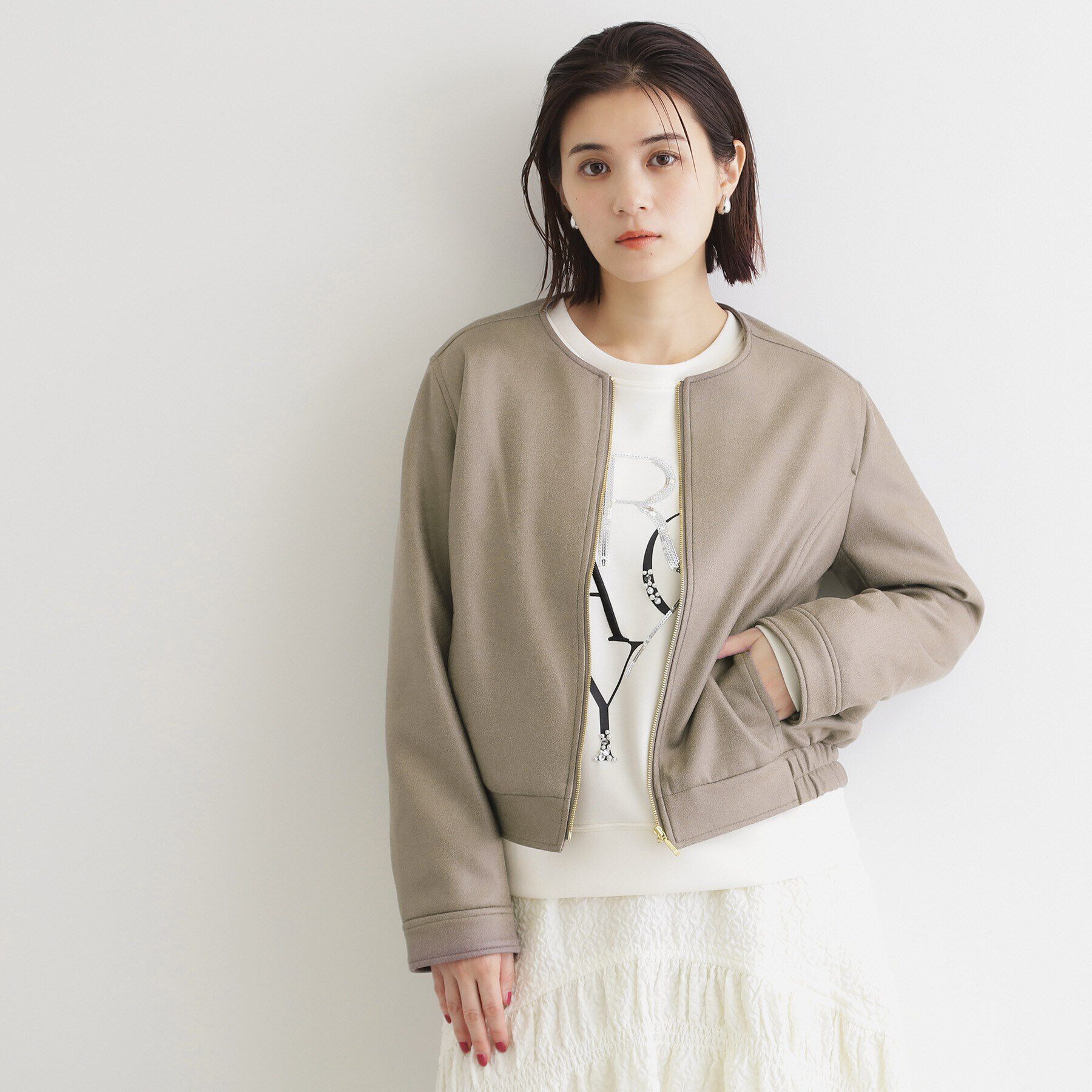 THE SHOP TK「レザー風プリントブルゾン」|ブルゾン・スタジャン|ﾄｰﾌﾟ(054)