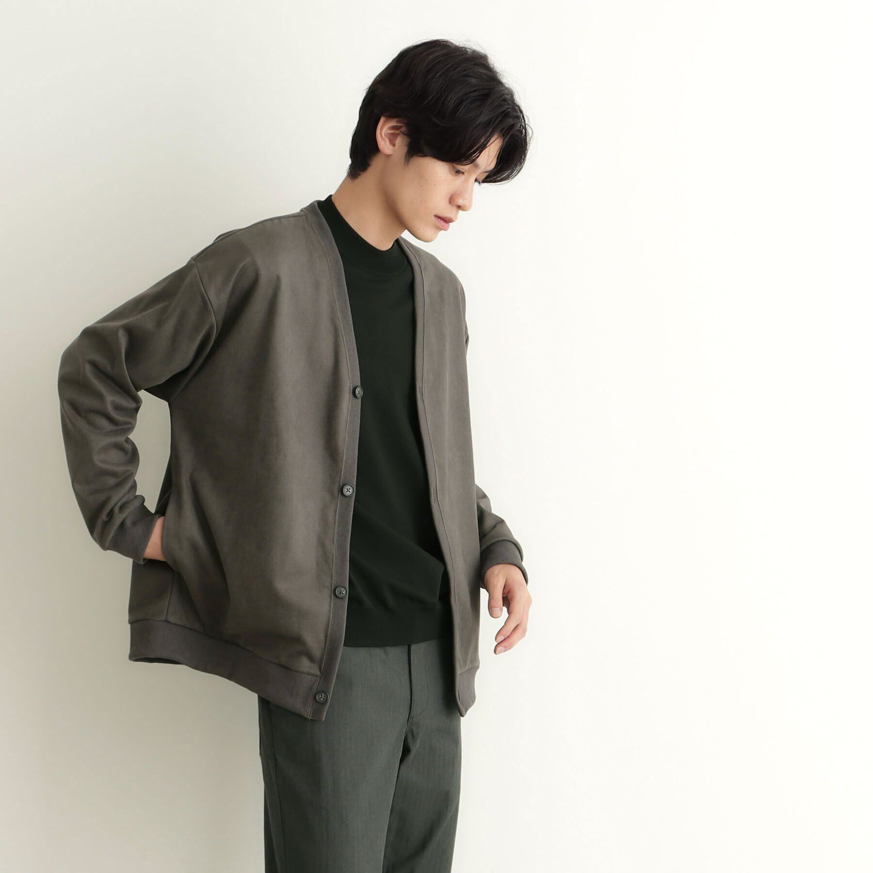 THE SHOP TK「ツイルスウェードタッチカーディガン」|カーディガン|