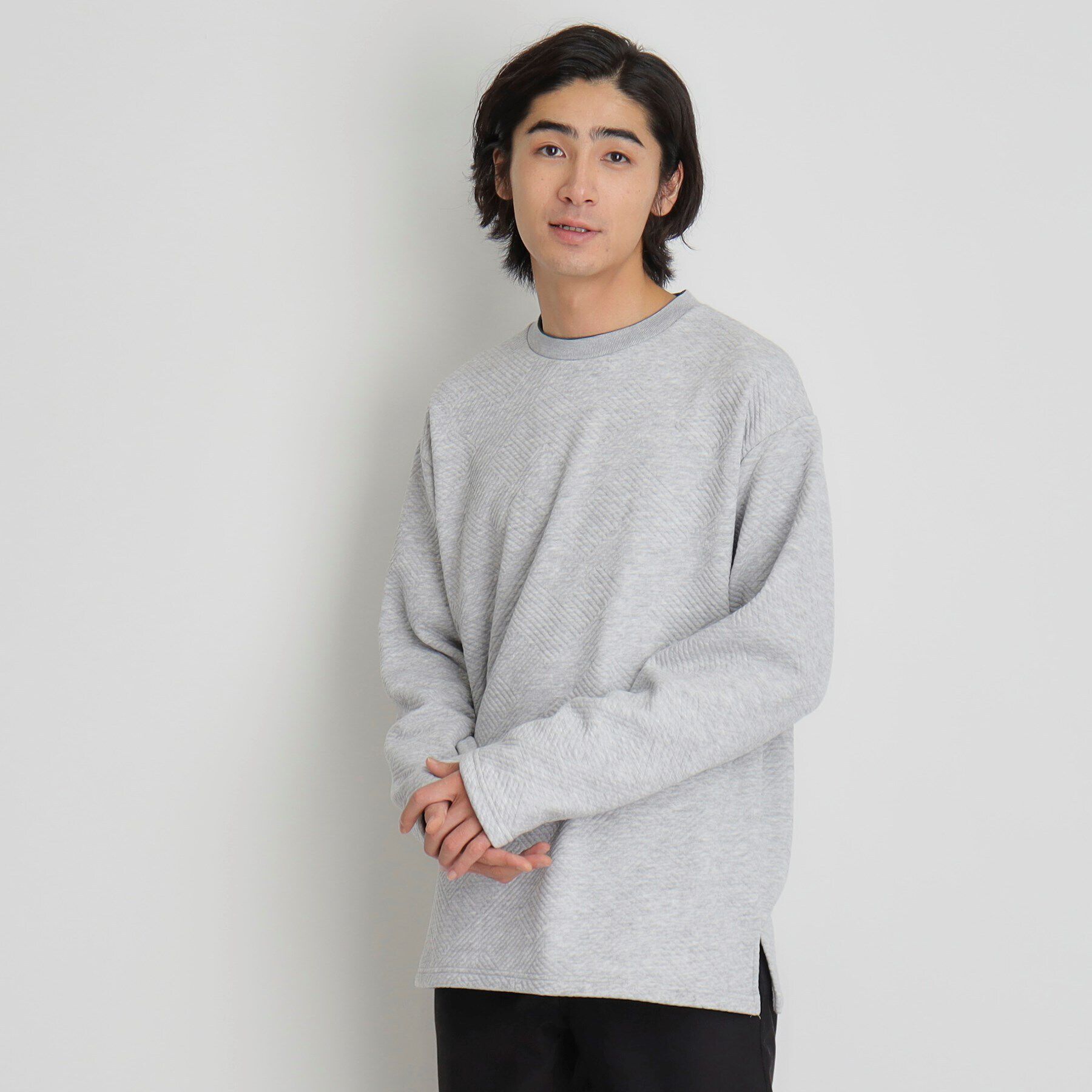 THE SHOP TK「ふくれキルティングフリースプルオーバー」|Tシャツ・カットソー|グレー(012)