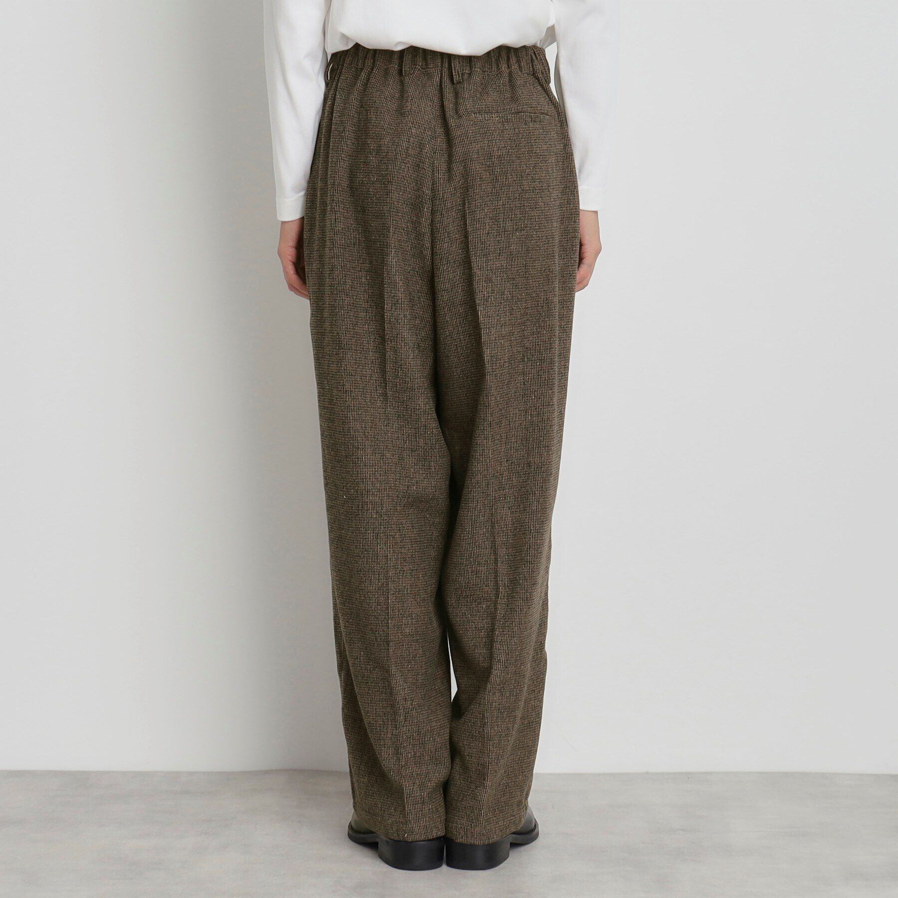 THE SHOP TK「タックワイドスラックス ブラック／グレンチェック／ブラウンチェック」|その他|