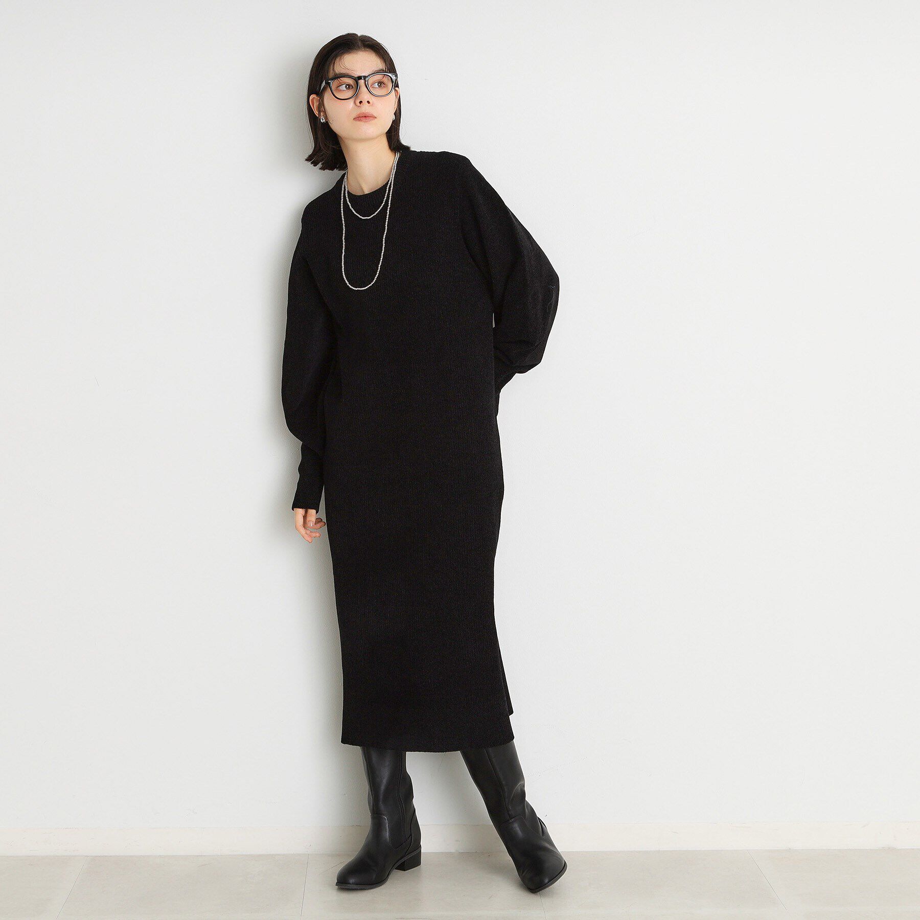 THE SHOP TK「ベロア風モールニットワンピース」|ワンピース|