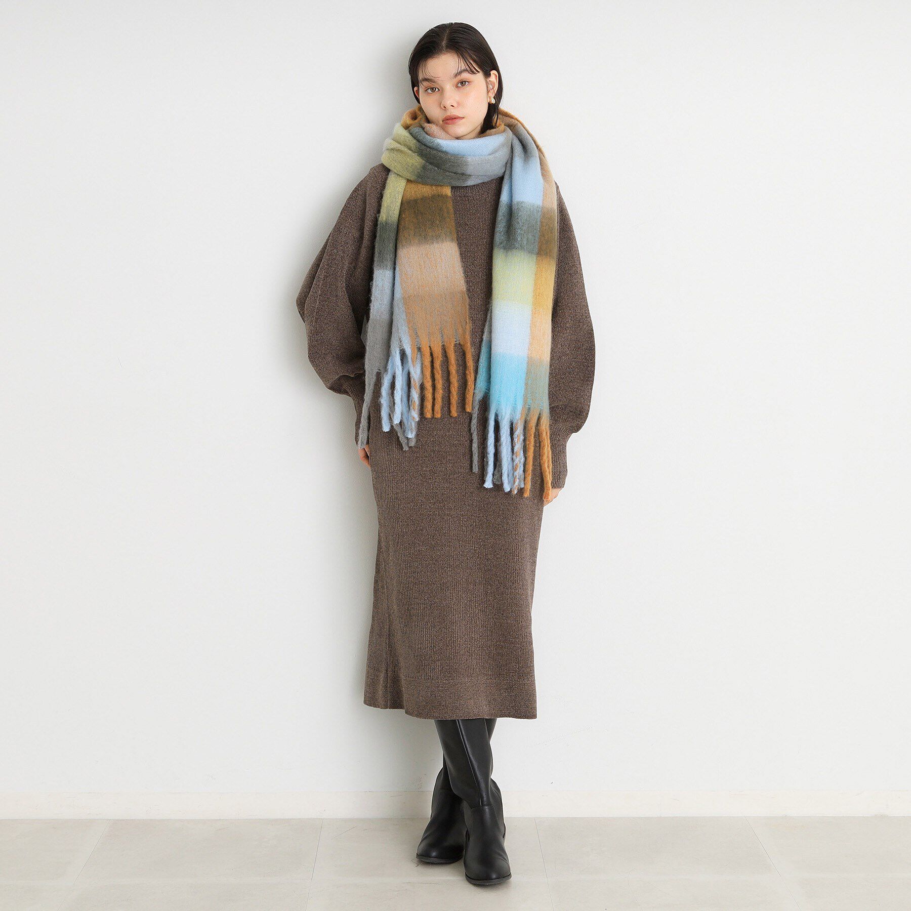 THE SHOP TK「ベロア風モールニットワンピース」|ワンピース|