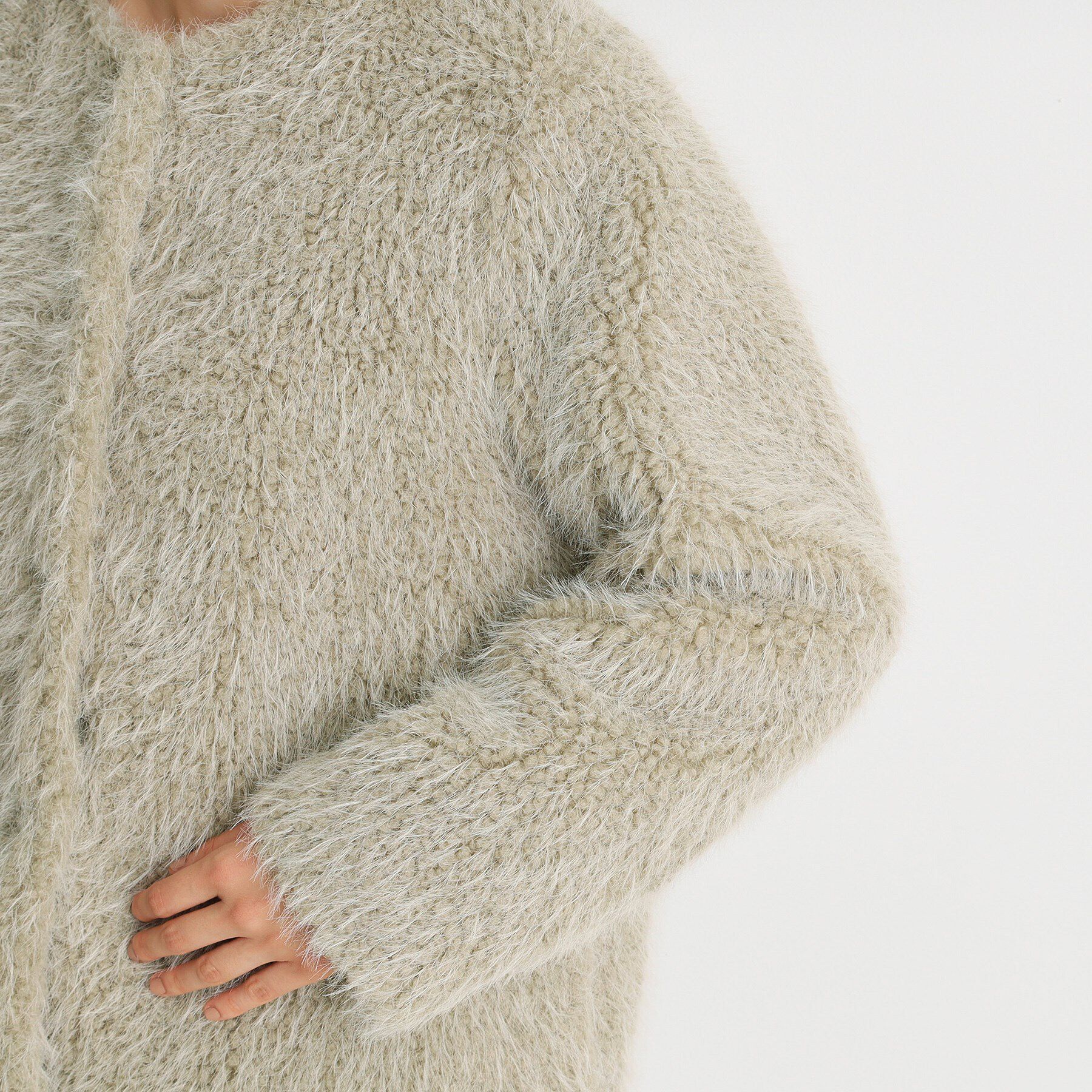 THE SHOP TK「ボアファーノーカラージャケット」|ノーカラーコート|