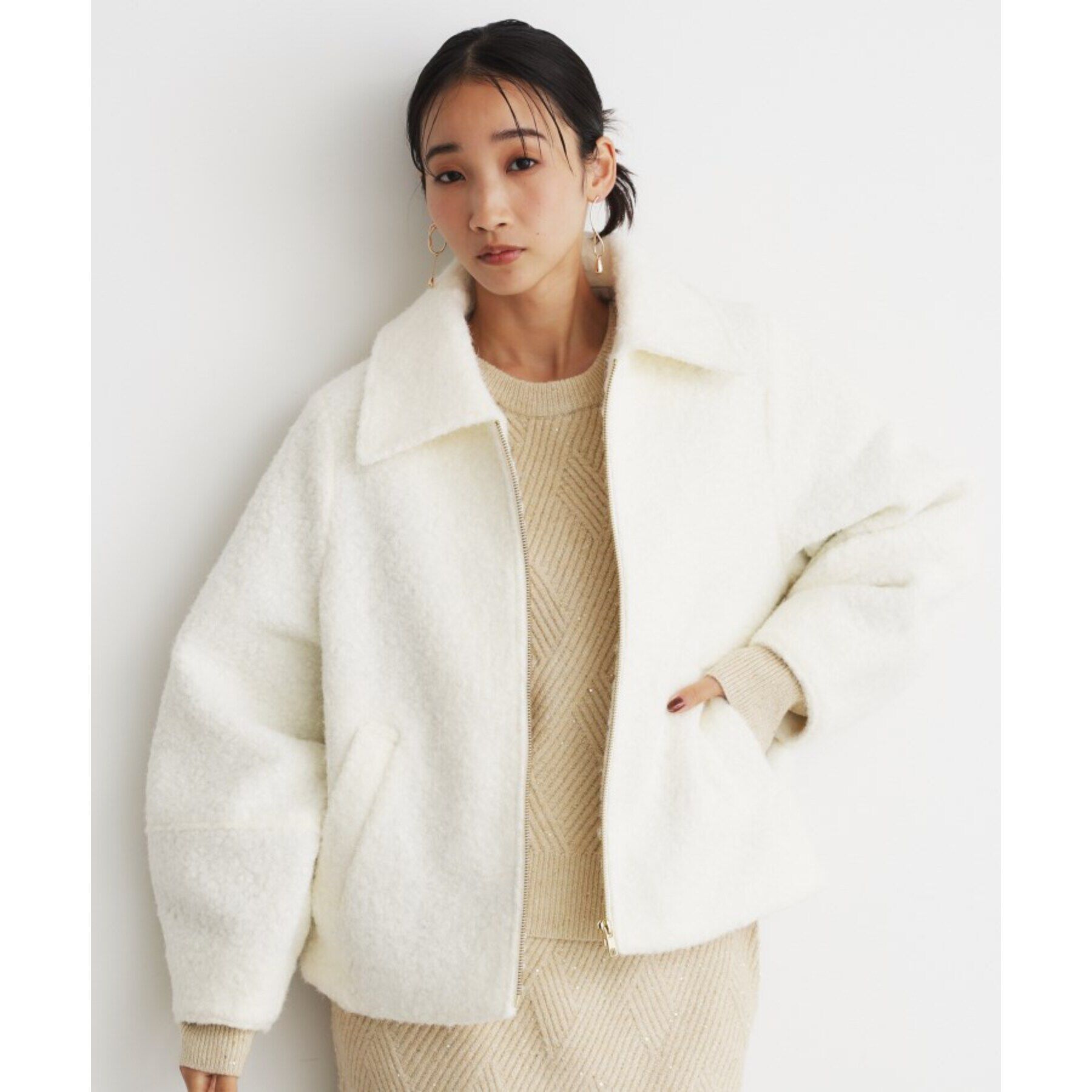 THE SHOP TK「【＠BAILA掲載】ビックカラー袖ボリュームジャケット/洗えるアウター」|ブルゾン・スタジャン|