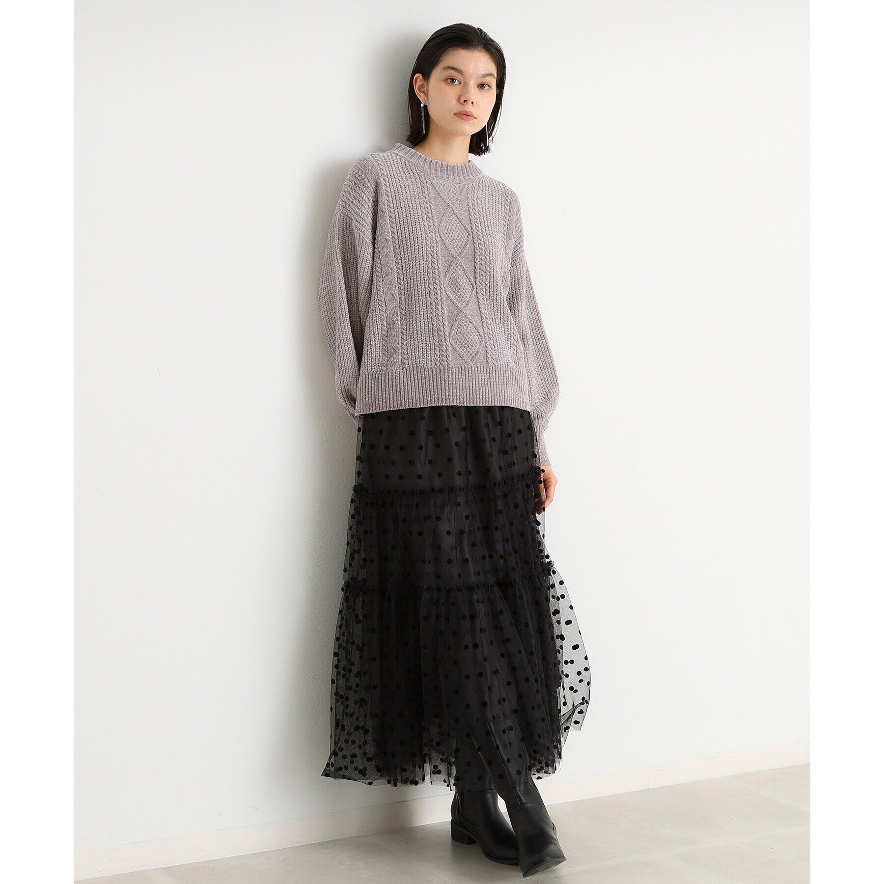 THE SHOP TK「ラメケーブルモールニット【洗える】」|ニット・セーター|