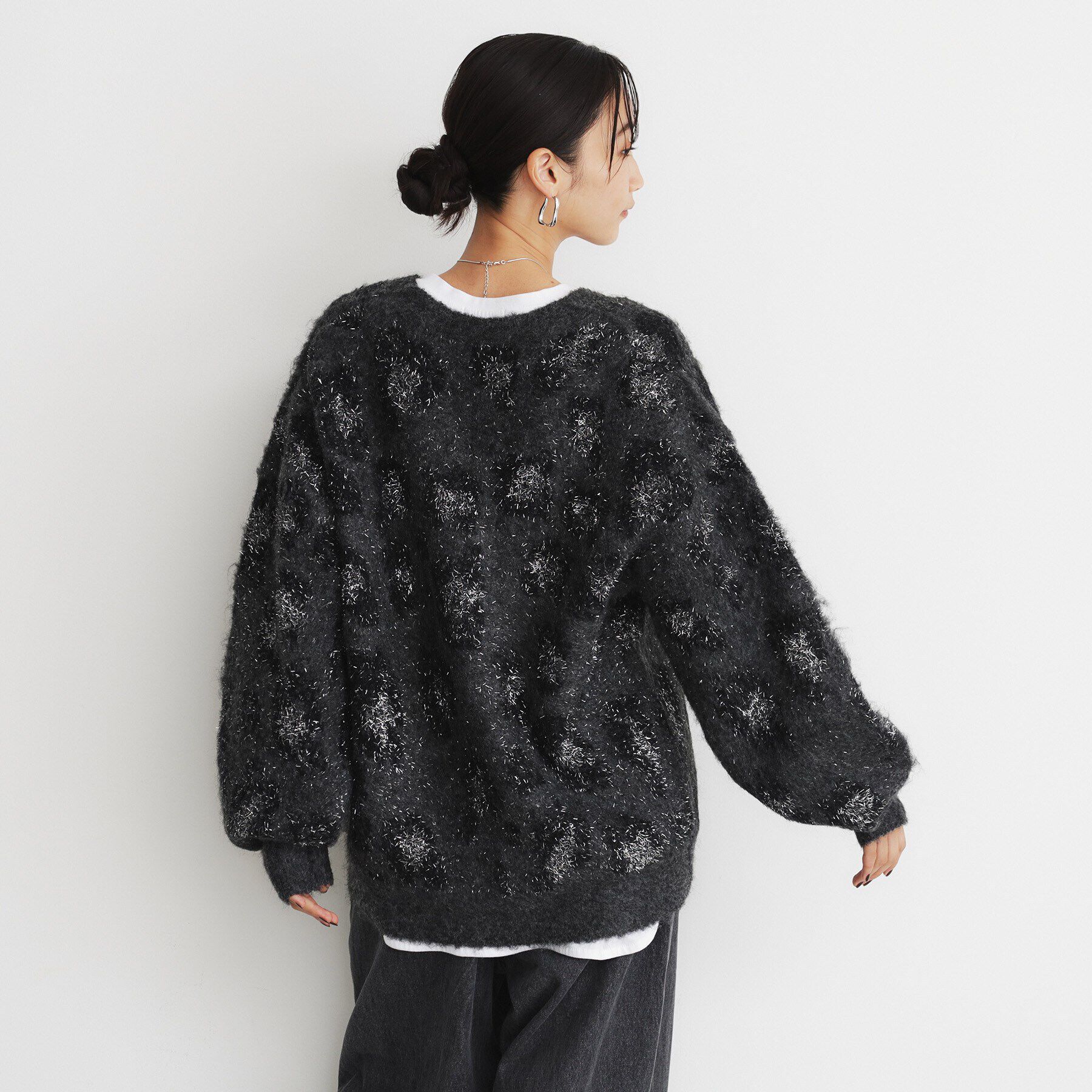 THE SHOP TK「起毛ヒョウ柄Vネックカーディガン」|カーディガン|