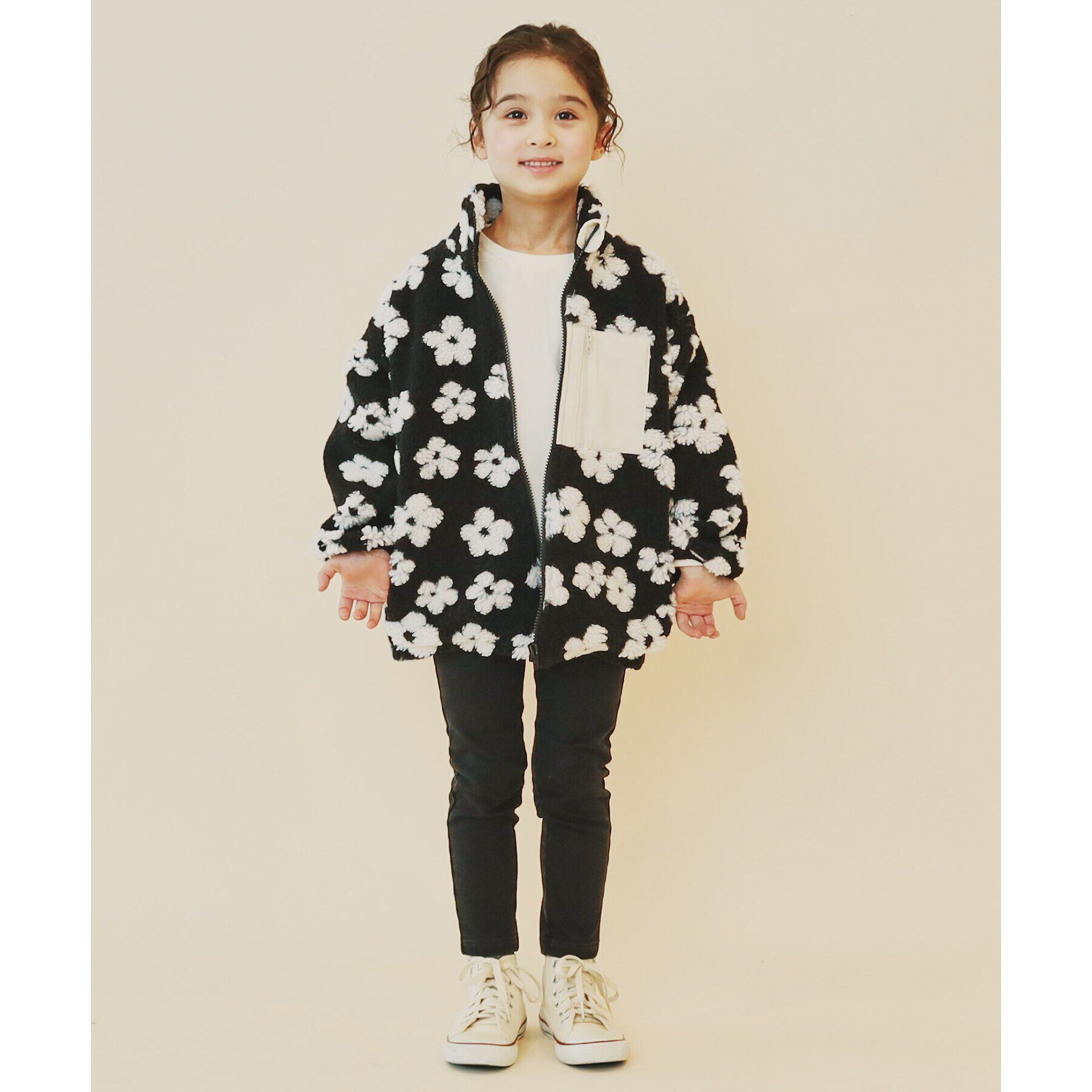 THE SHOP TK「【100-150】チェック＆ハート柄ボアブルゾン/洗濯機OK」|ブルゾン・スタジャン|