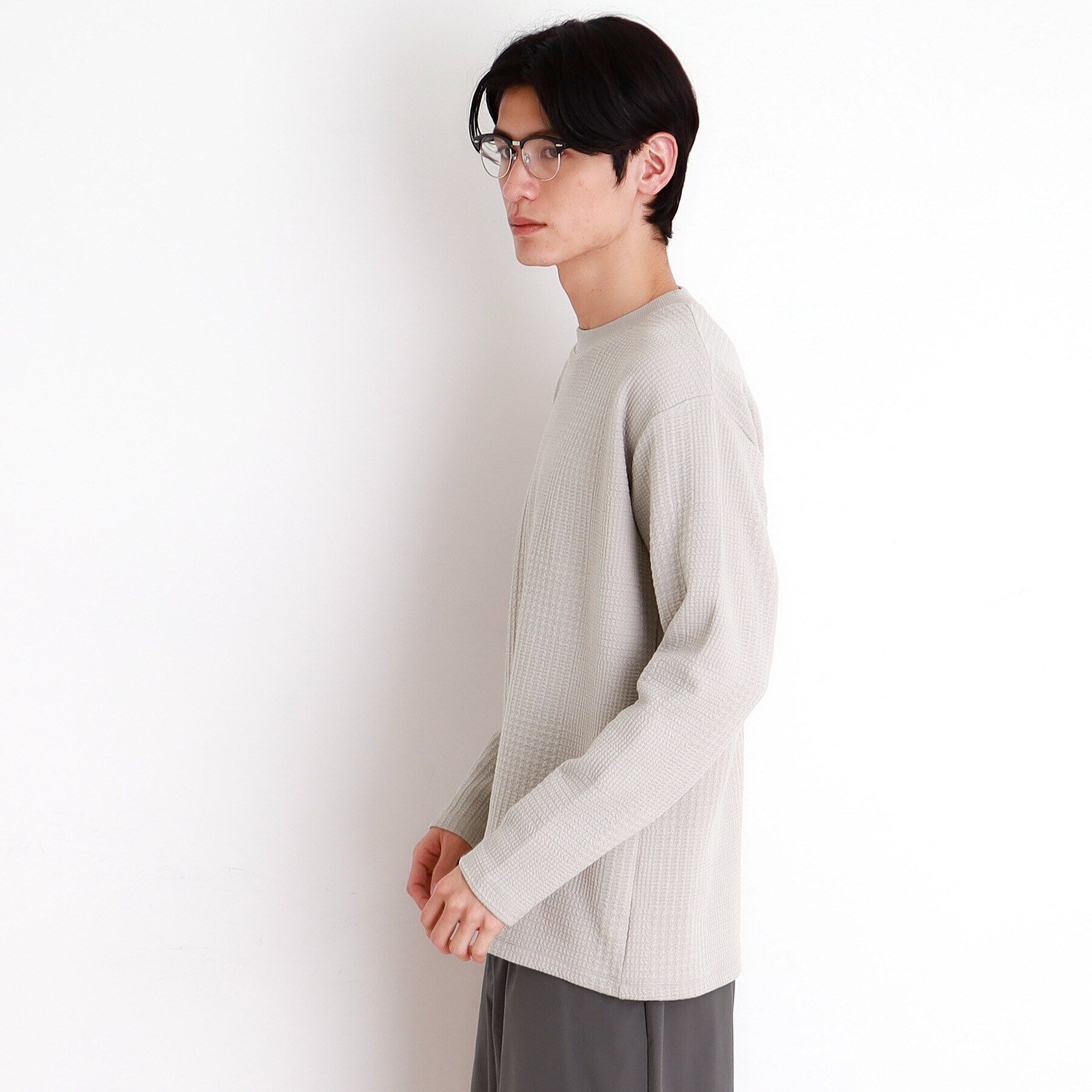 THE SHOP TK「ふくれジャガード長袖Tシャツ」|Tシャツ・カットソー|