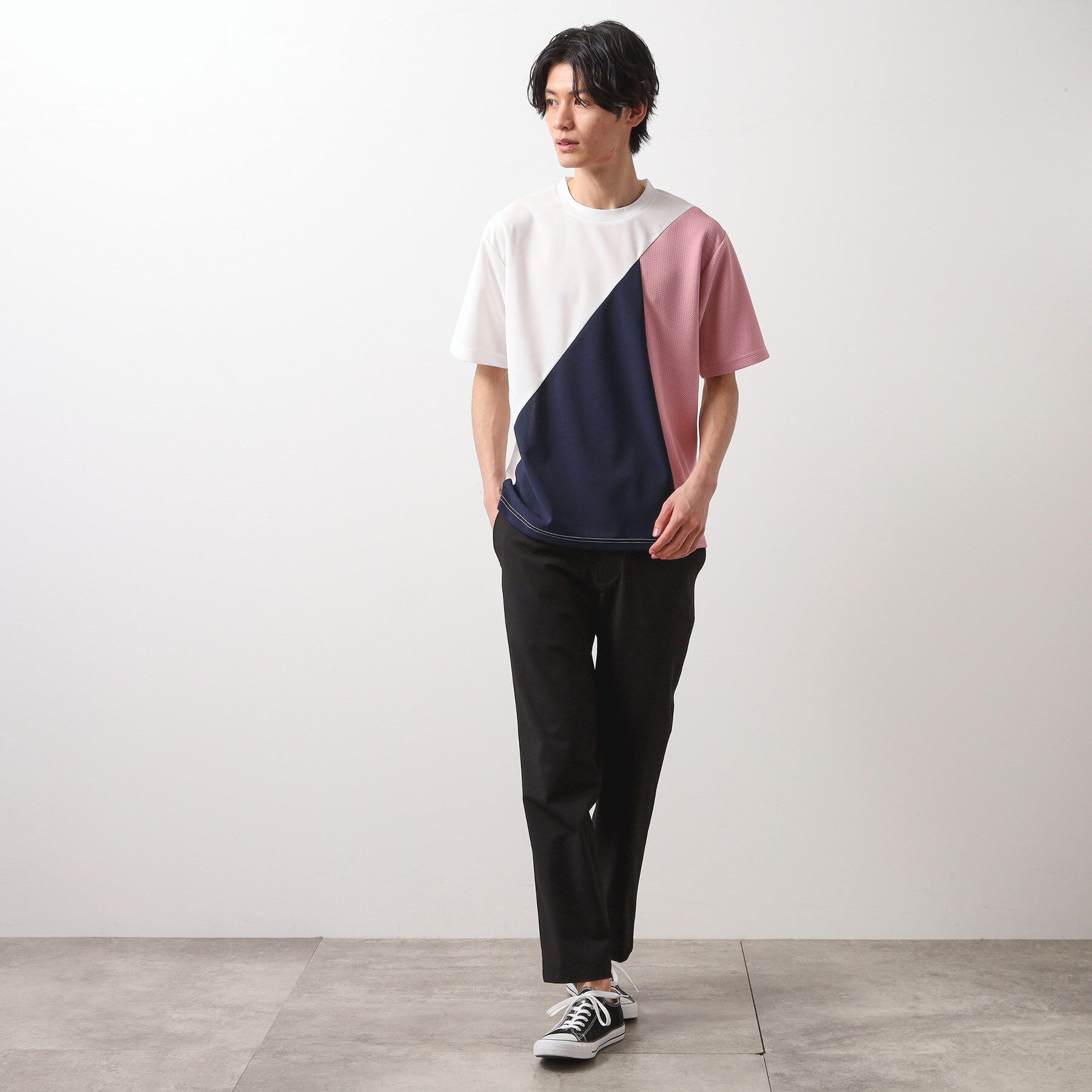 THE SHOP TK「アムンゼン異素材切替半袖Tシャツ」|Tシャツ・カットソー|