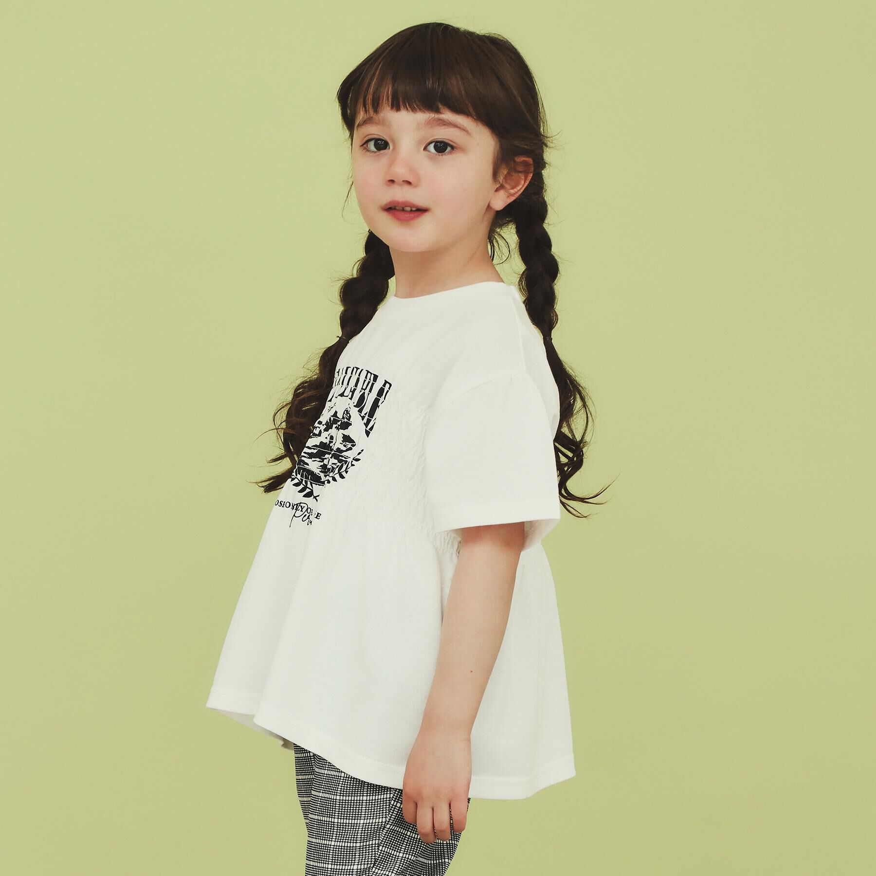 THE SHOP TK「【110-150】シャーリングロゴTシャツ/ママとおそろい・洗濯機OK」|Tシャツ・カットソー|