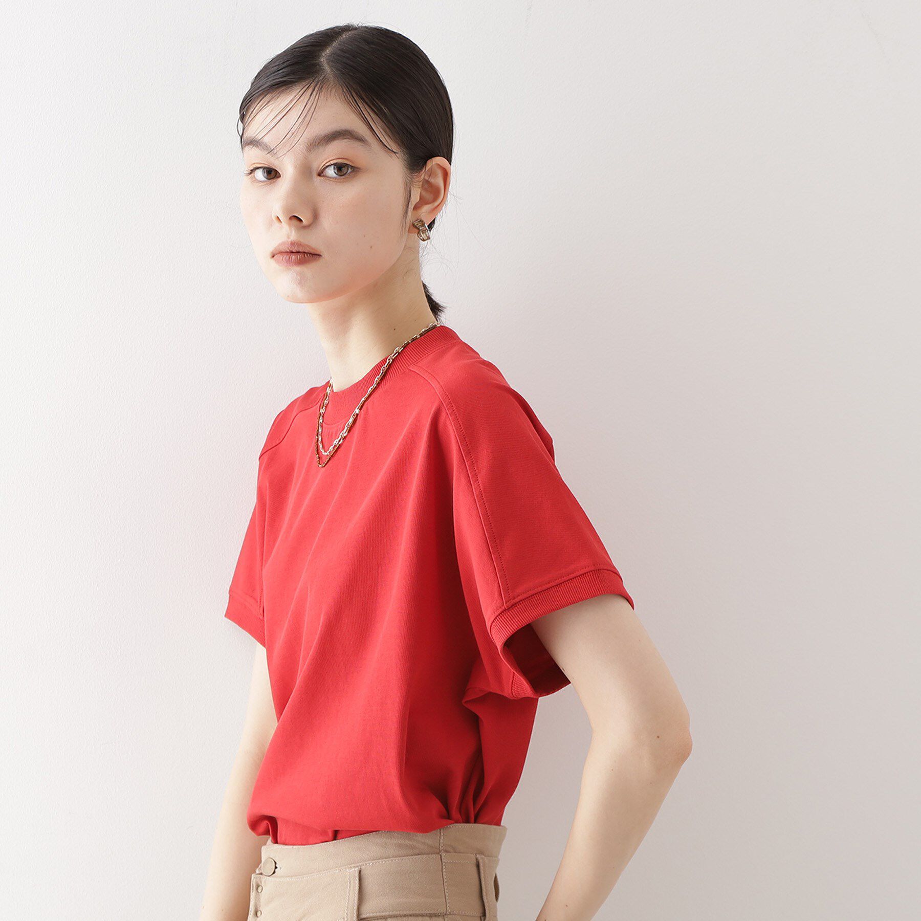 THE SHOP TK「フレンチ袖プルオーバー【毛玉になりにくい/接触冷感/UV/洗濯機OK】」|Tシャツ・カットソー|