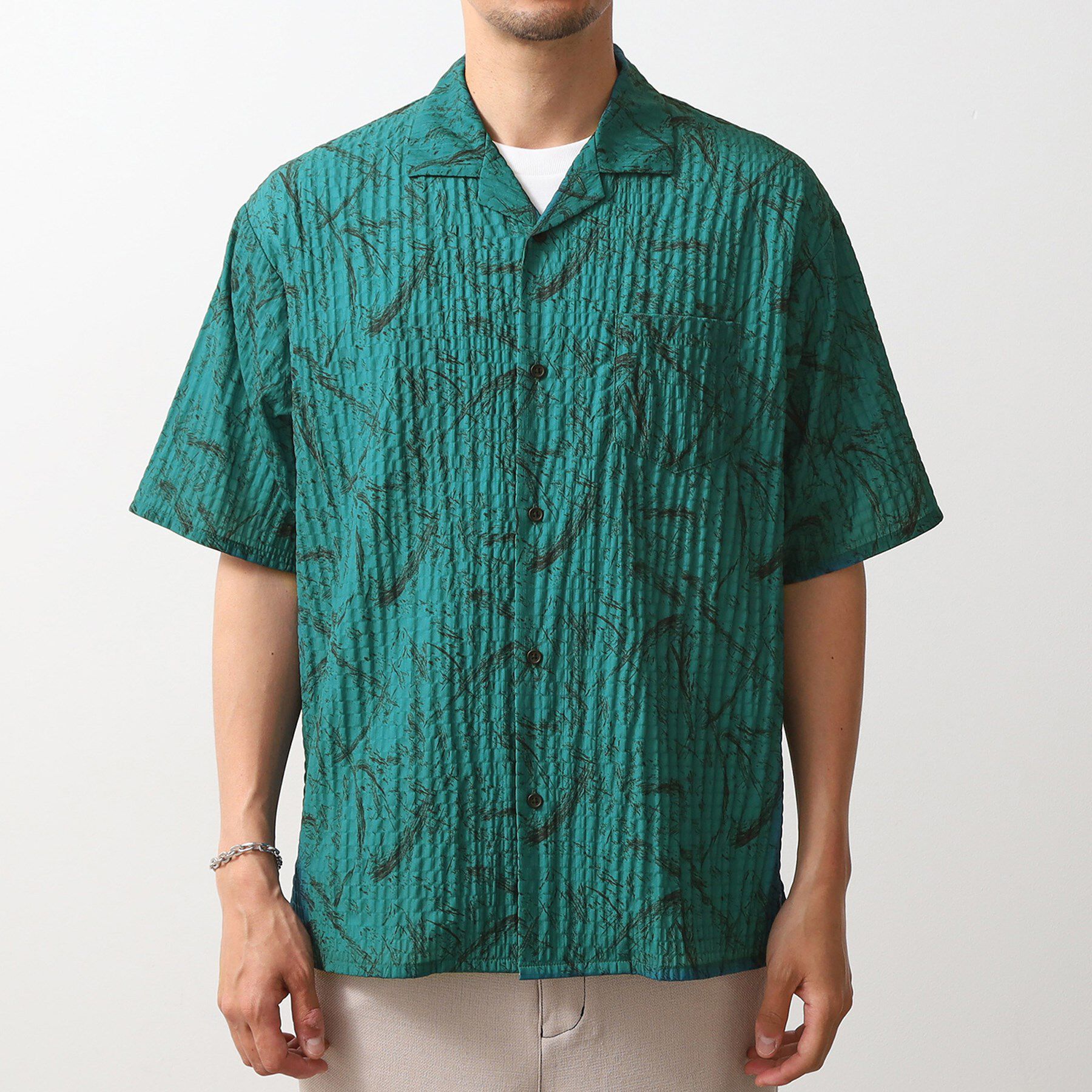 THE SHOP TK「総柄サッカー半袖シャツ マシンウォッシャブル」|シャツ・ブラウス|